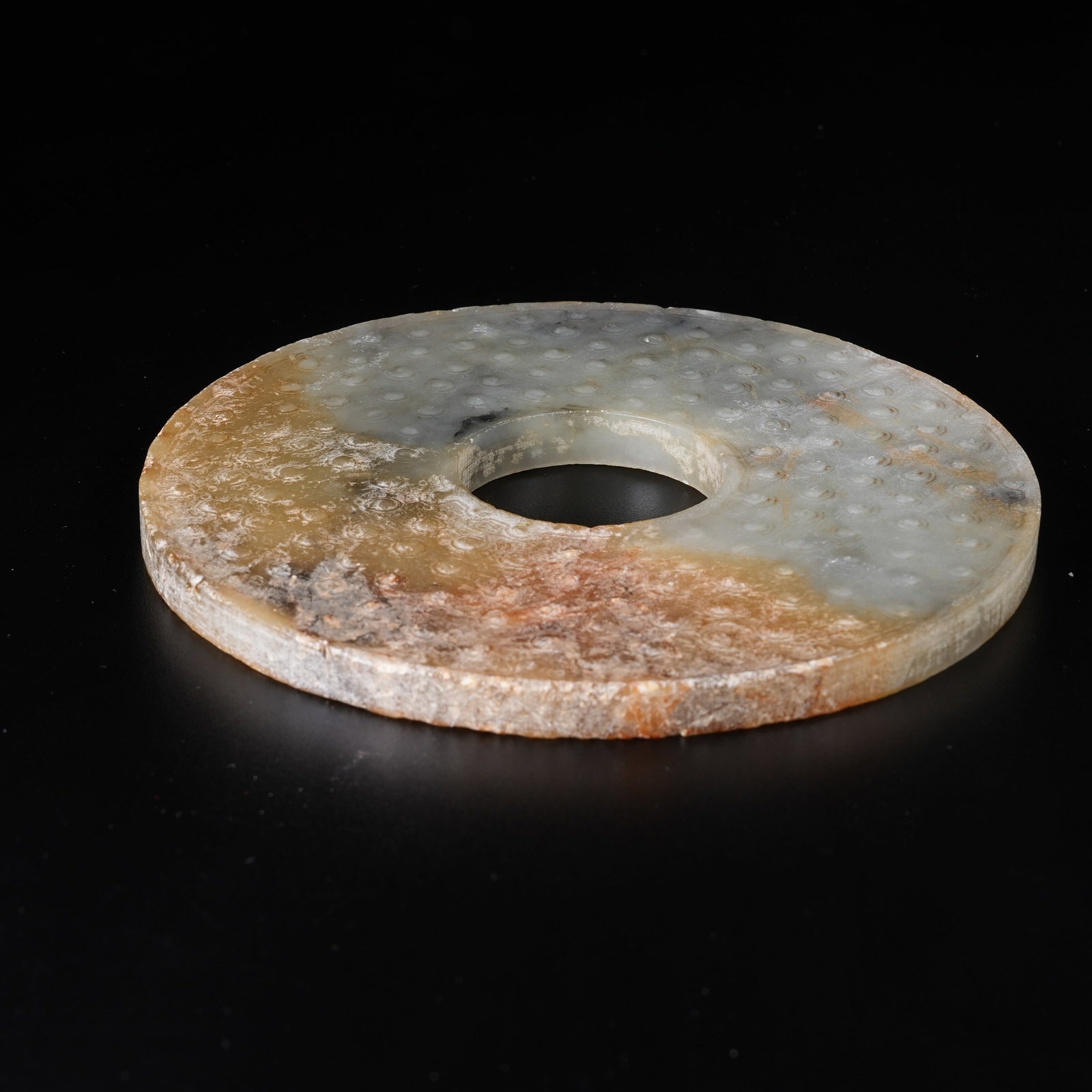 A ARCHAIC JADE BI WITH STUD PATTERN - 7
