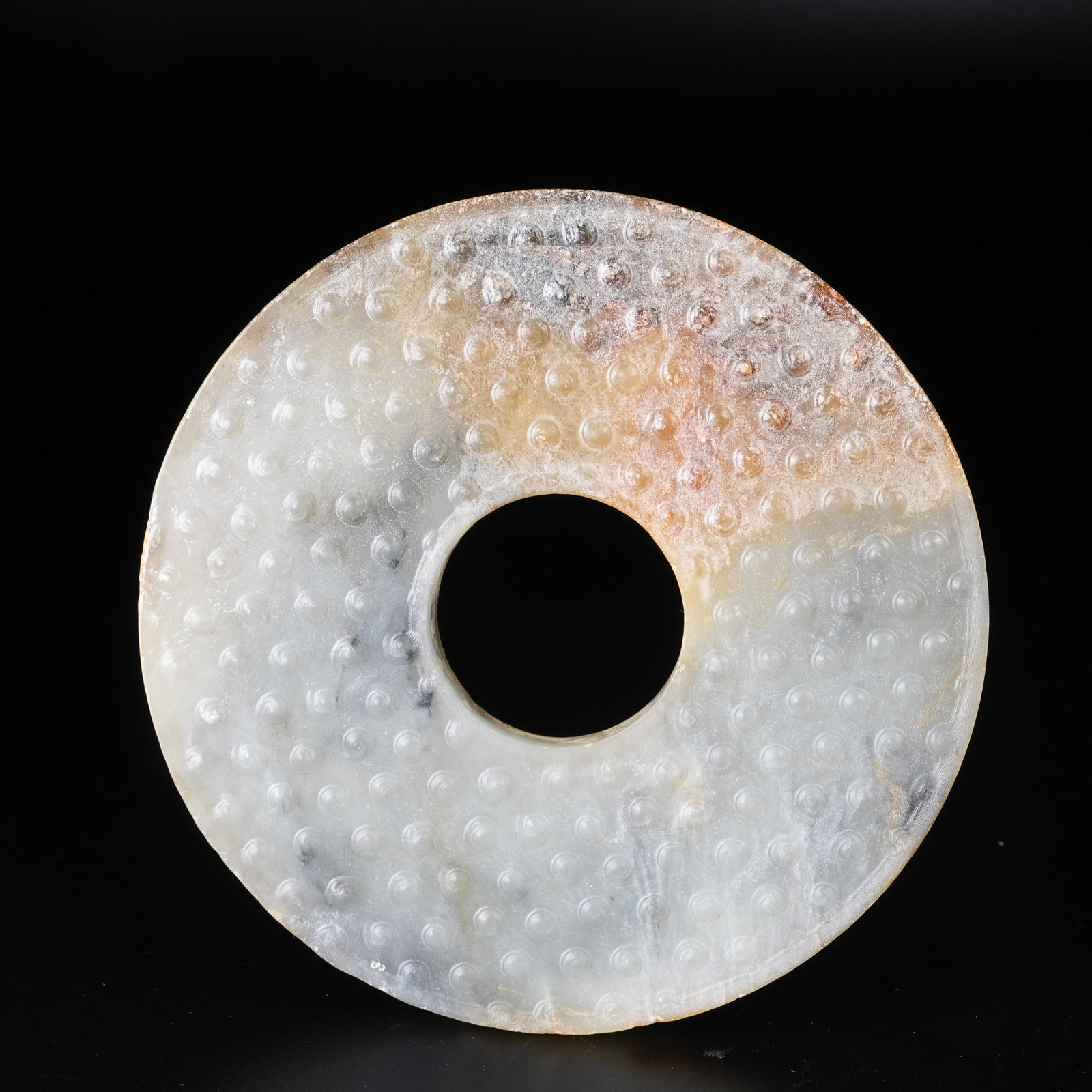 A ARCHAIC JADE BI WITH STUD PATTERN - 9
