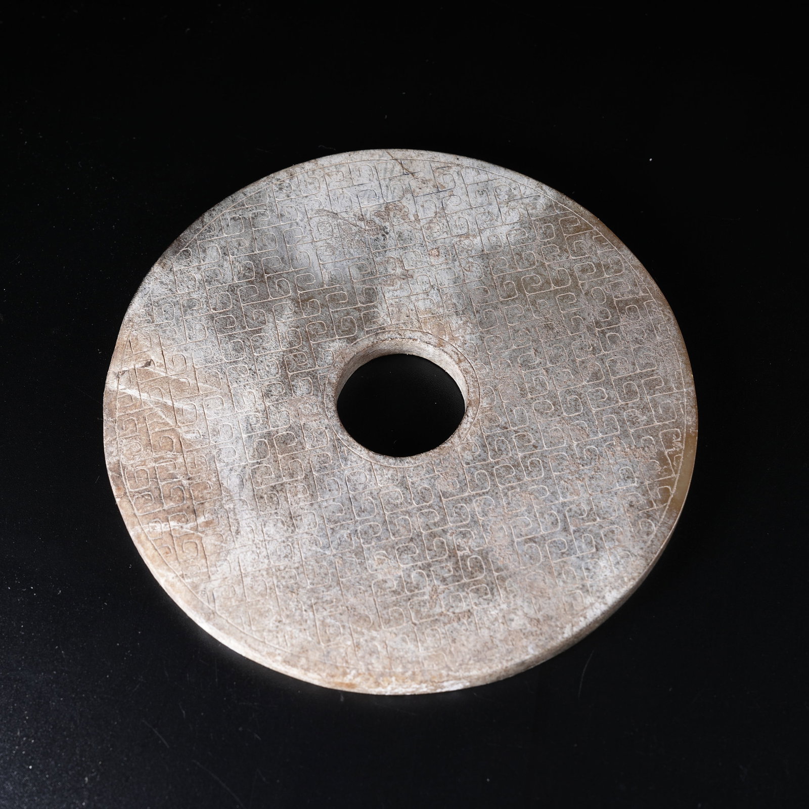 A ARCHAIC JADE BI WITH HOOKED CLOUD PATTERN (1 of 9)