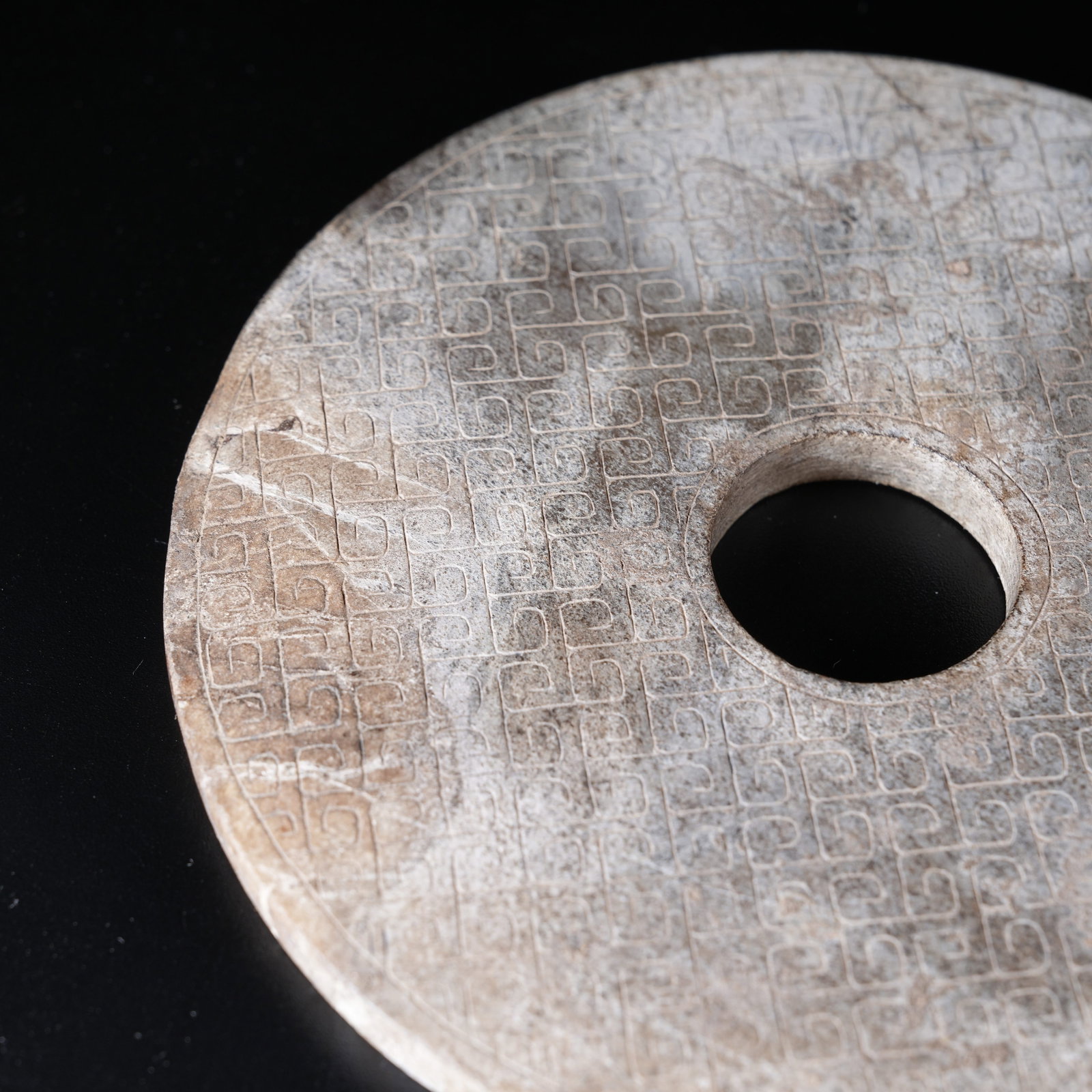 A ARCHAIC JADE BI WITH HOOKED CLOUD PATTERN - 2