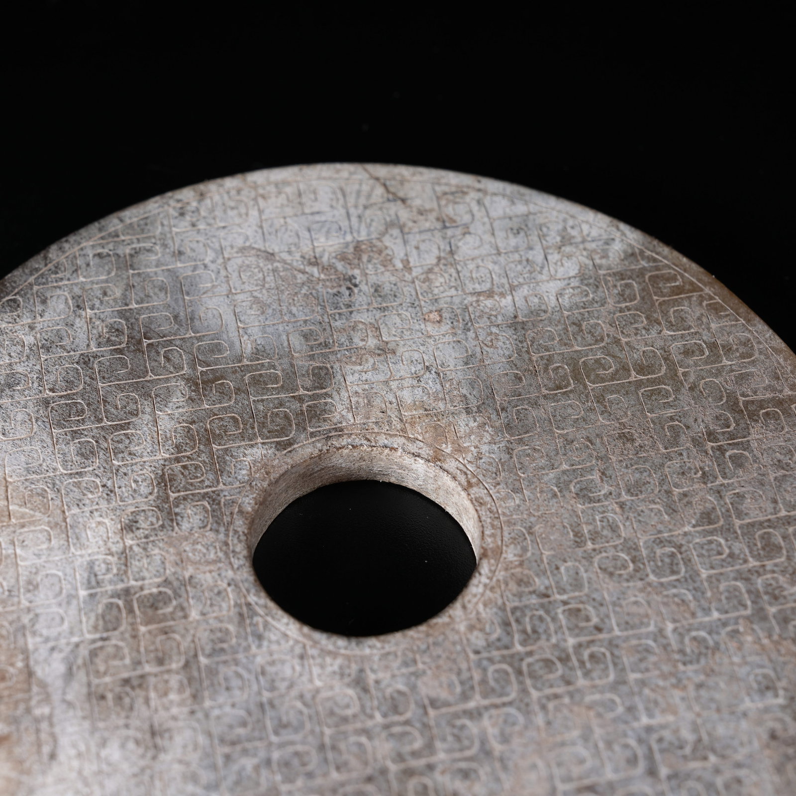 A ARCHAIC JADE BI WITH HOOKED CLOUD PATTERN - 3