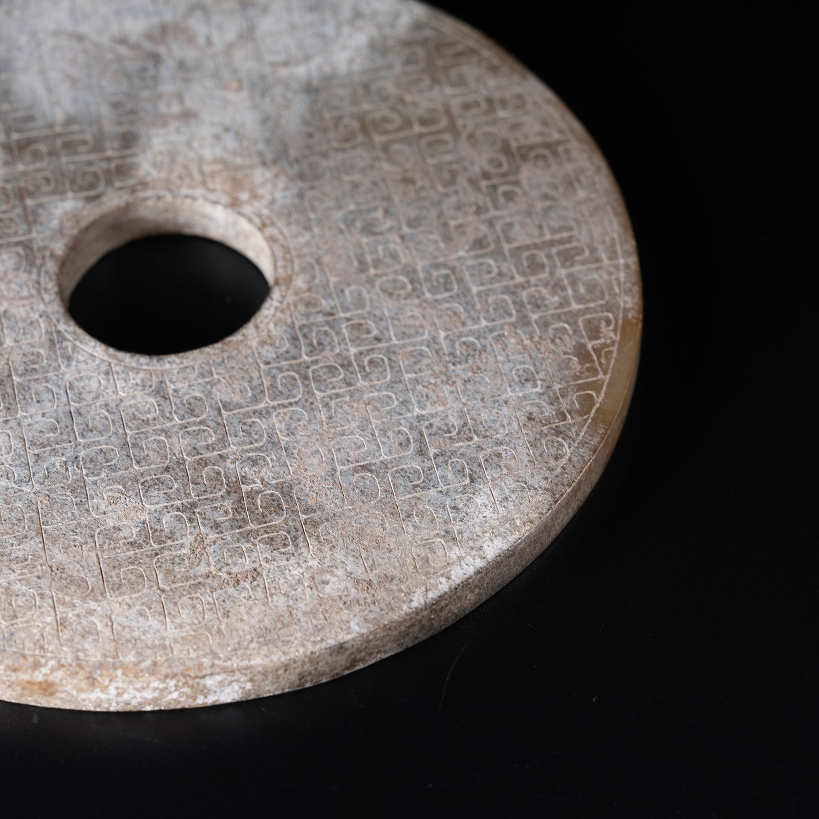 A ARCHAIC JADE BI WITH HOOKED CLOUD PATTERN - 4