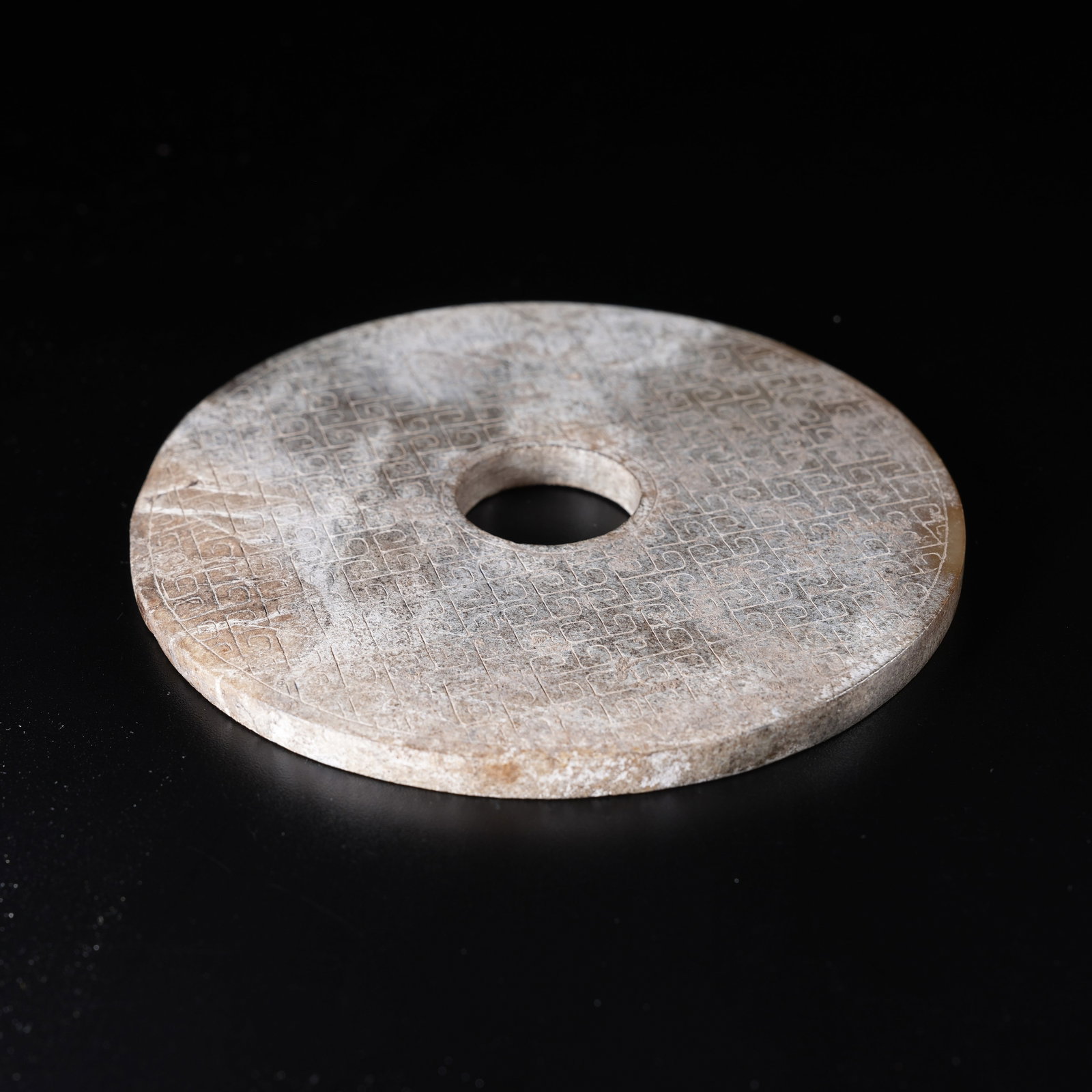 A ARCHAIC JADE BI WITH HOOKED CLOUD PATTERN - 5