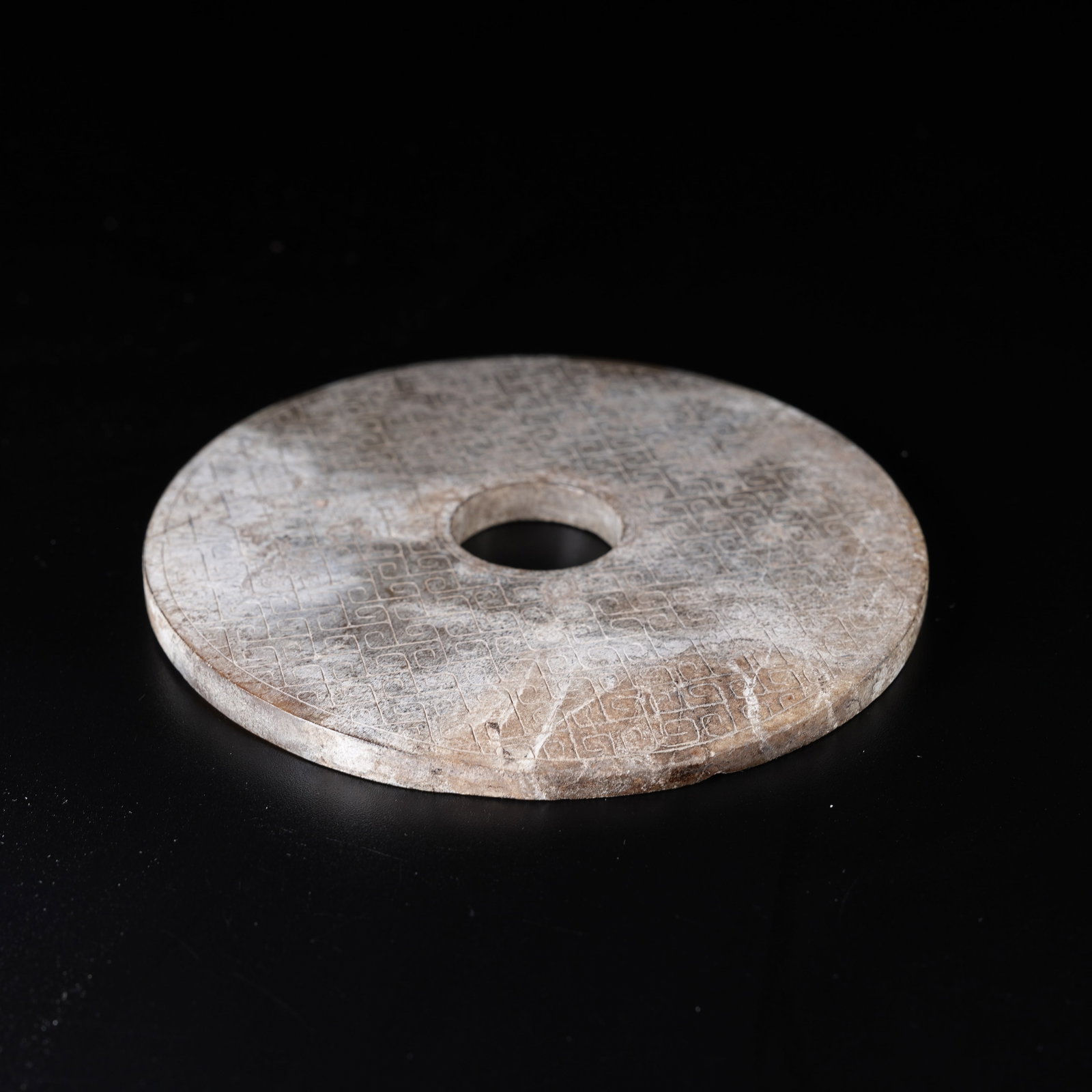 A ARCHAIC JADE BI WITH HOOKED CLOUD PATTERN - 8