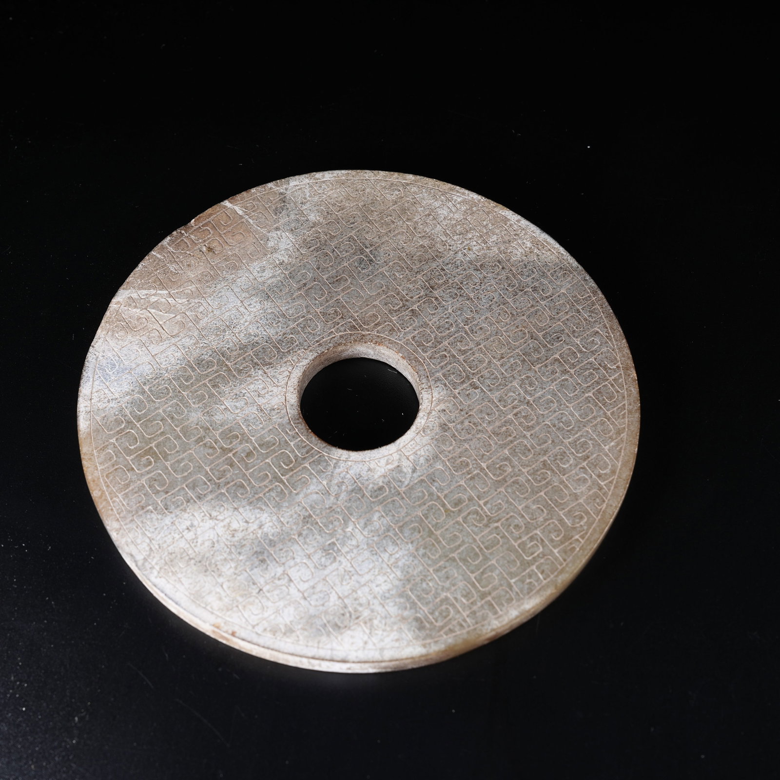 A ARCHAIC JADE BI WITH HOOKED CLOUD PATTERN - 9