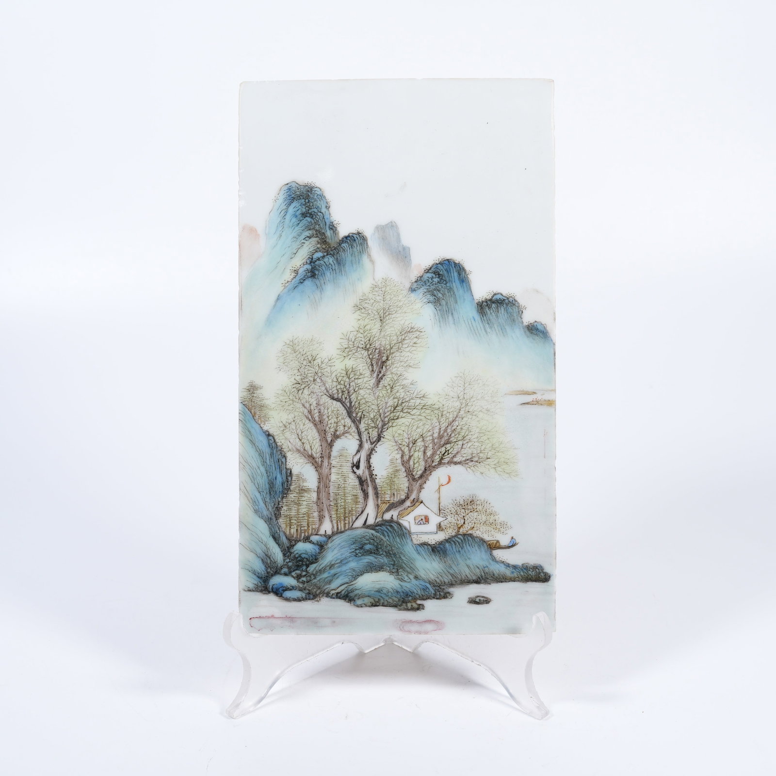 A FAMILLE-ROSE PORCELAIN PLAQUE WITH LANDSCAPE PATTERN (1 of 8)
