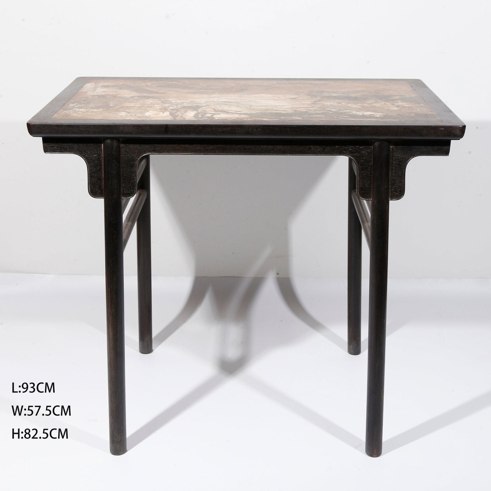 A MARBLE-INLAID TABLE OF ZITAN WOOD (1 of 9)