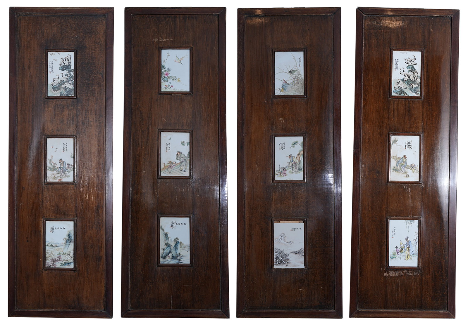 A GROUP OF HANGING SCREENS WITH FIGURE PATTERN BY NOTED ARTISTS INCLUDING WANG YETING: Group of hanging screens with figure pattern by noted artists including Wang Yeting