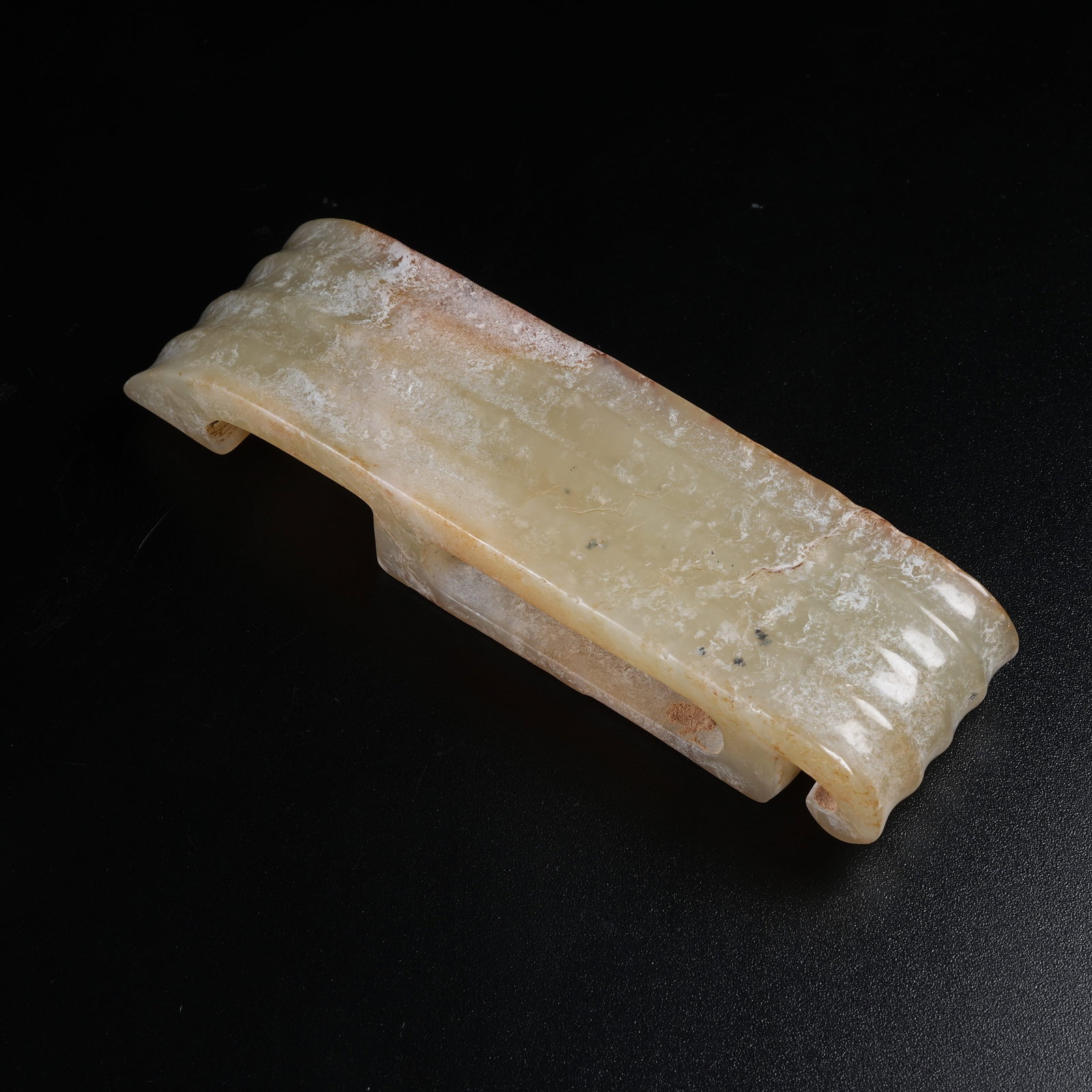 A SWORD SCABBARD SLIDE ARCHAIC JADE: Sword Scabbard Slide Archaic Jade