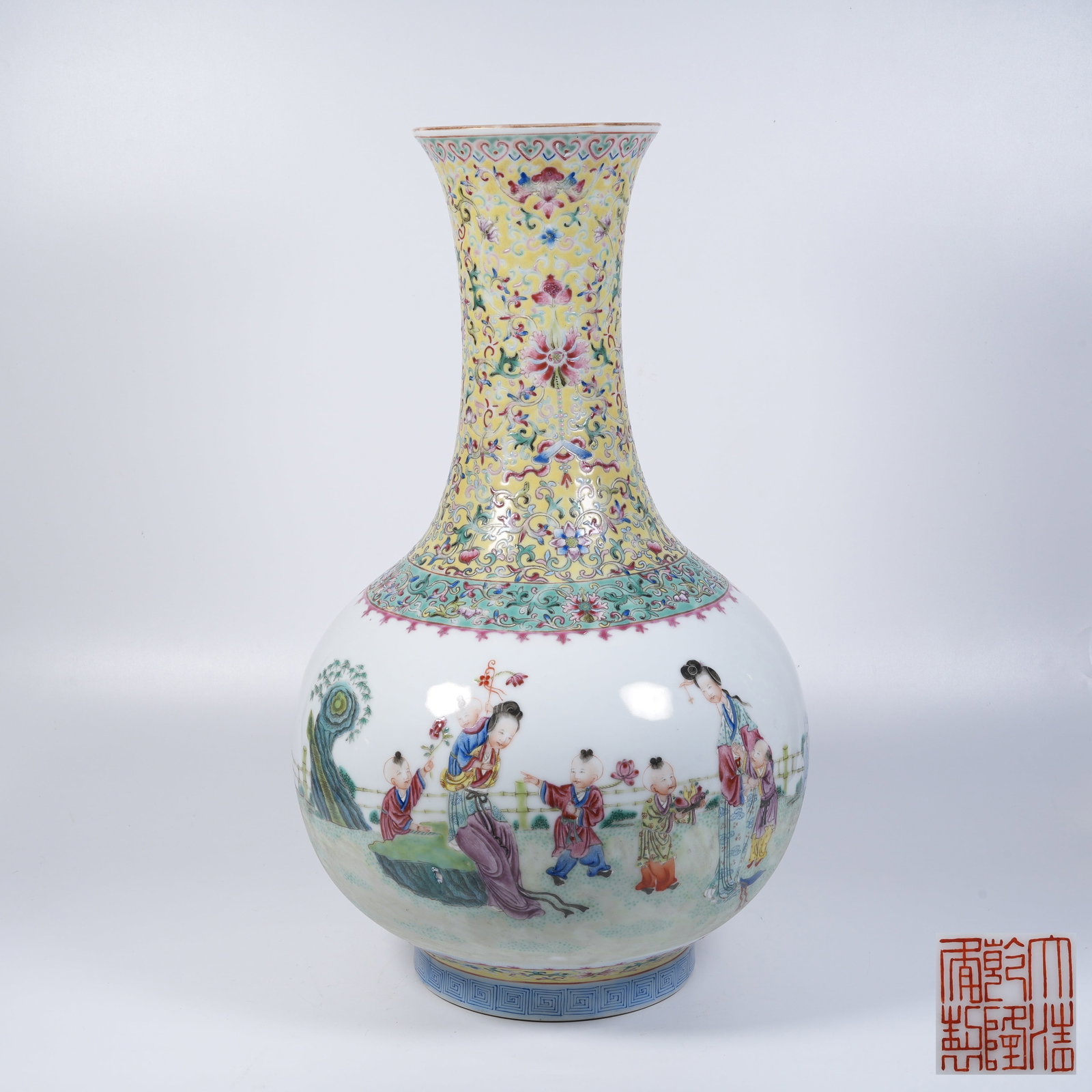 A FAMILLE-ROSE APPRECIATION VASE WITH CHILDREN-AT-PLAY SCENE (1 of 9)