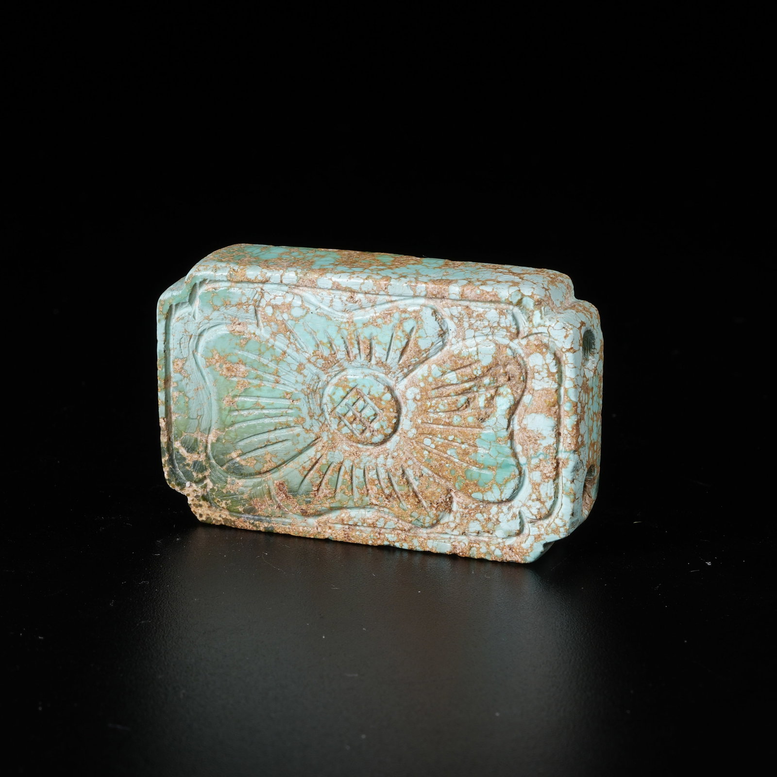 A TURQUOISE BELT ORNAMENT WITH FLORAL PATTERN (1 of 8)
