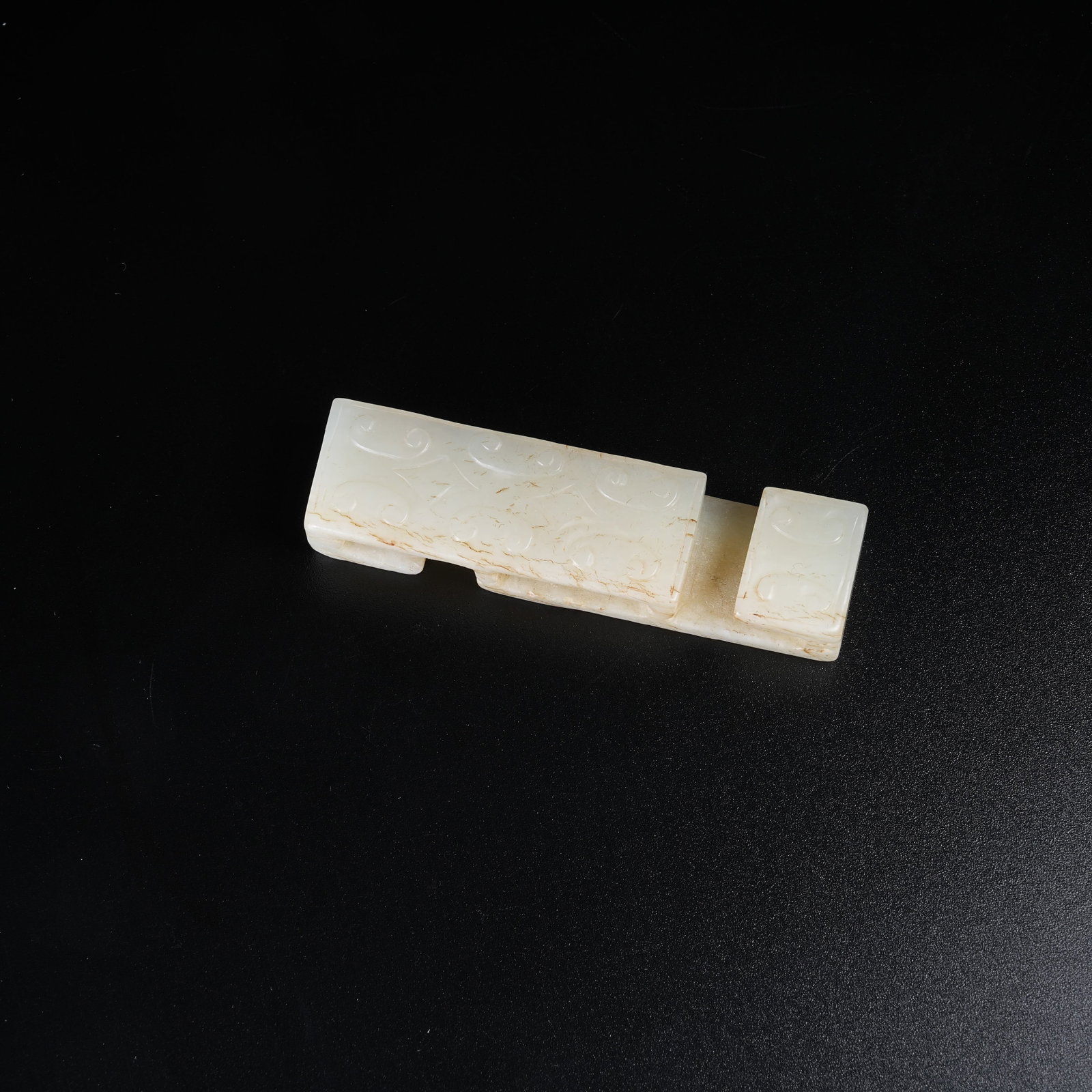 A ARCHAIC JADE BELT ORNAMENT: Archaic Jade Belt Ornament