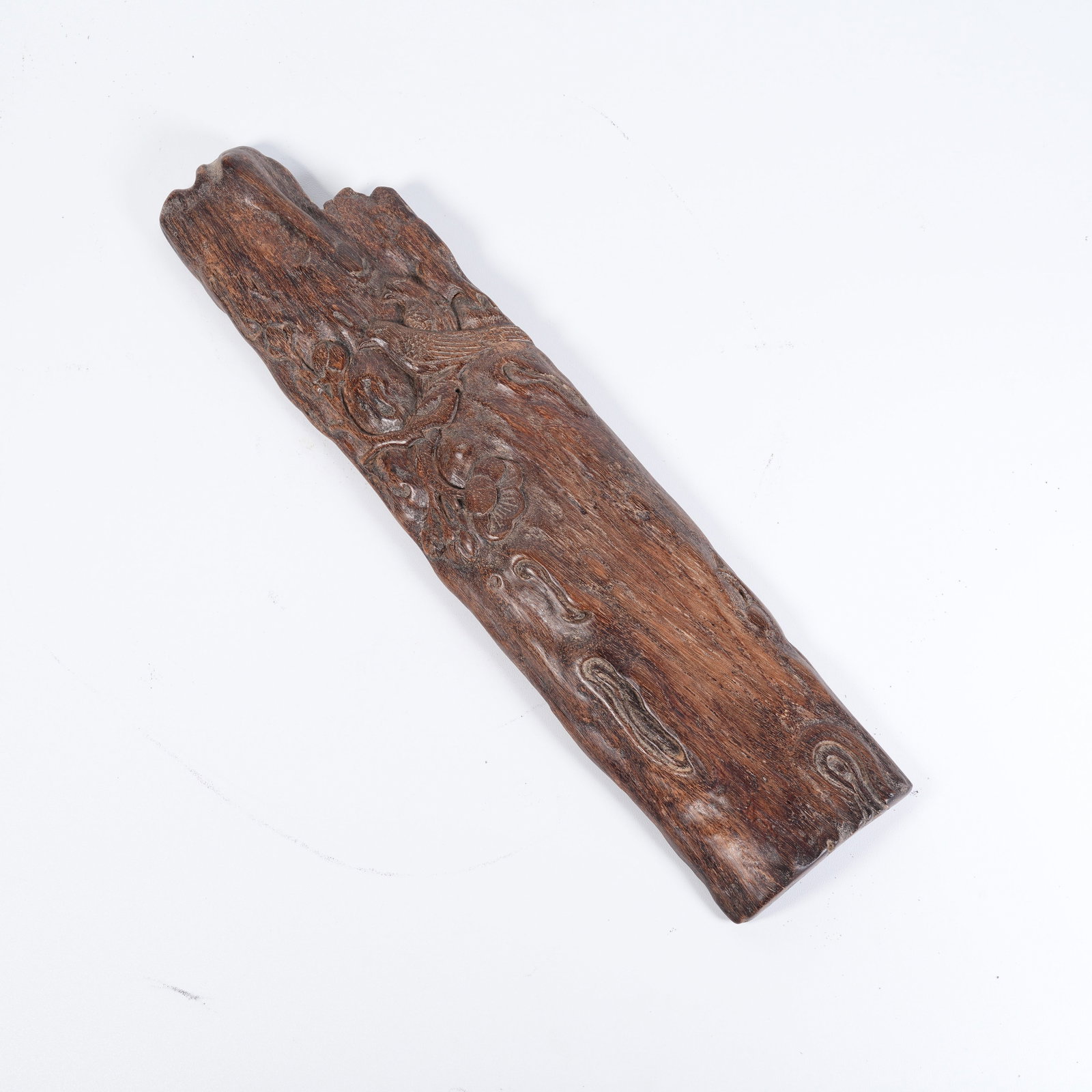 A AGARWOOD ARMREST WITH MAGPIE-ON-PLUM MOTIF (1 of 9)