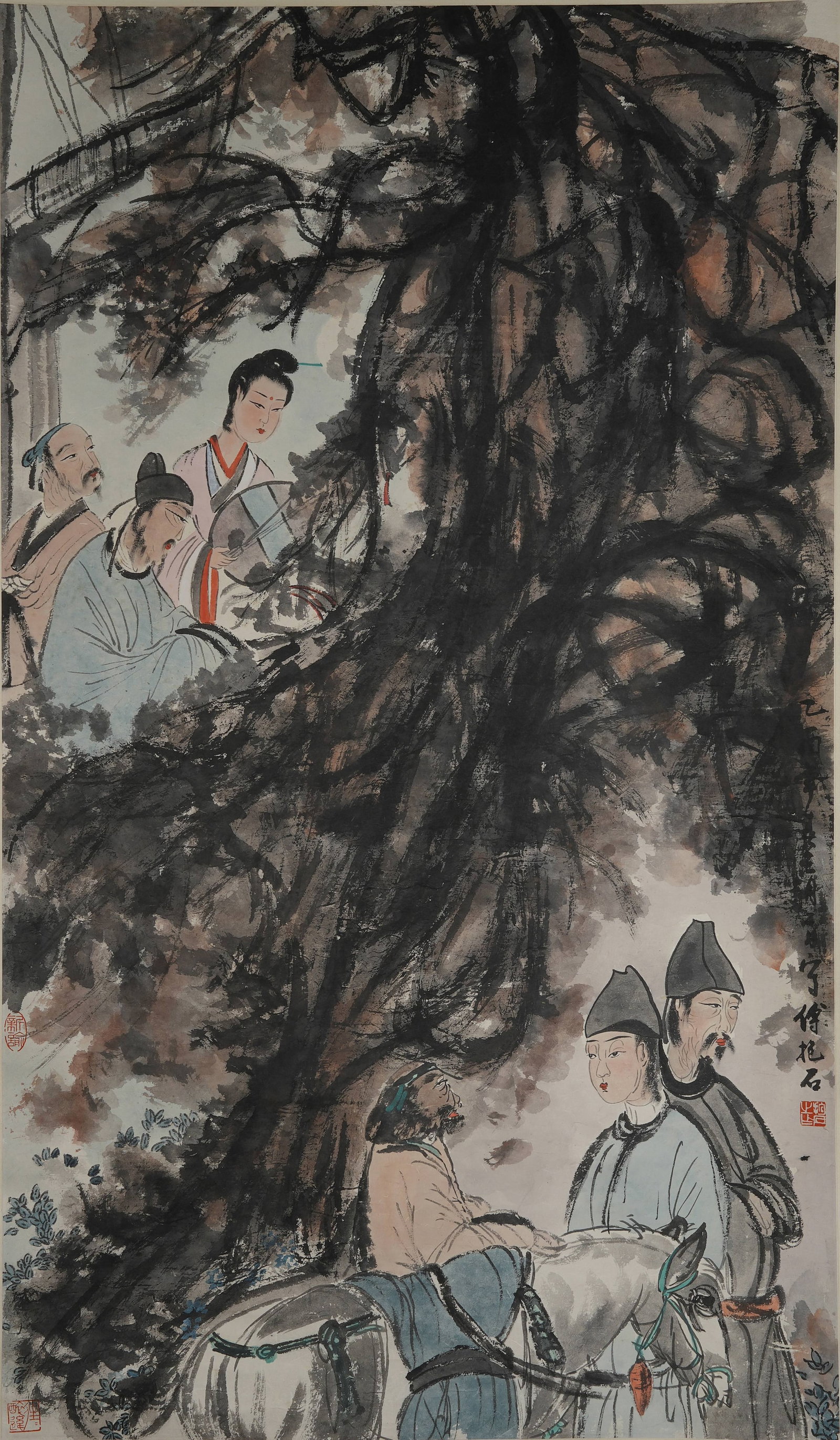 A FIGURE PAINTING ON PAPER BY FU BAOSHI.傅抱石: Figure Painting on Paper by Fu Baoshi.傅抱石