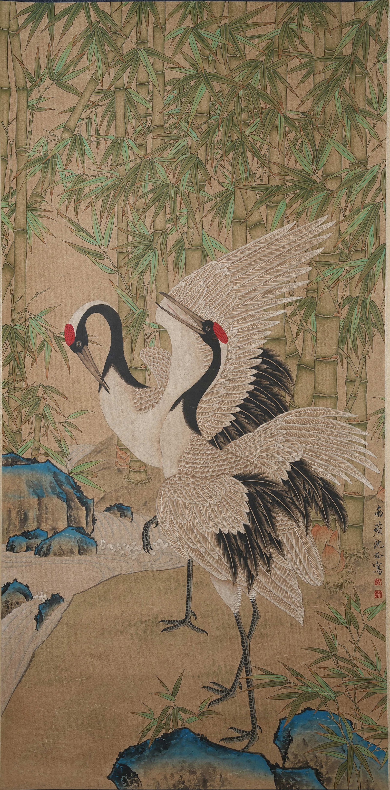 A PAINTING OF PAIR OF CRANES ON PAPER BY SHEN QUAN.沈銓 (1 of 9)