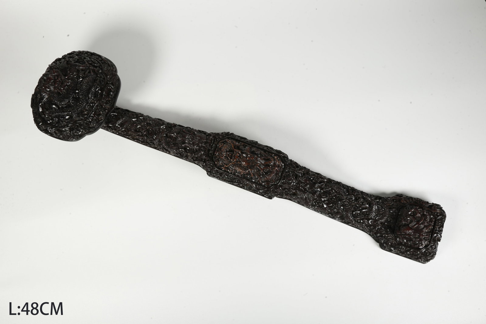 A RED SANDALWOOD RUYI WITH DRAGON PATTERN (1 of 6)