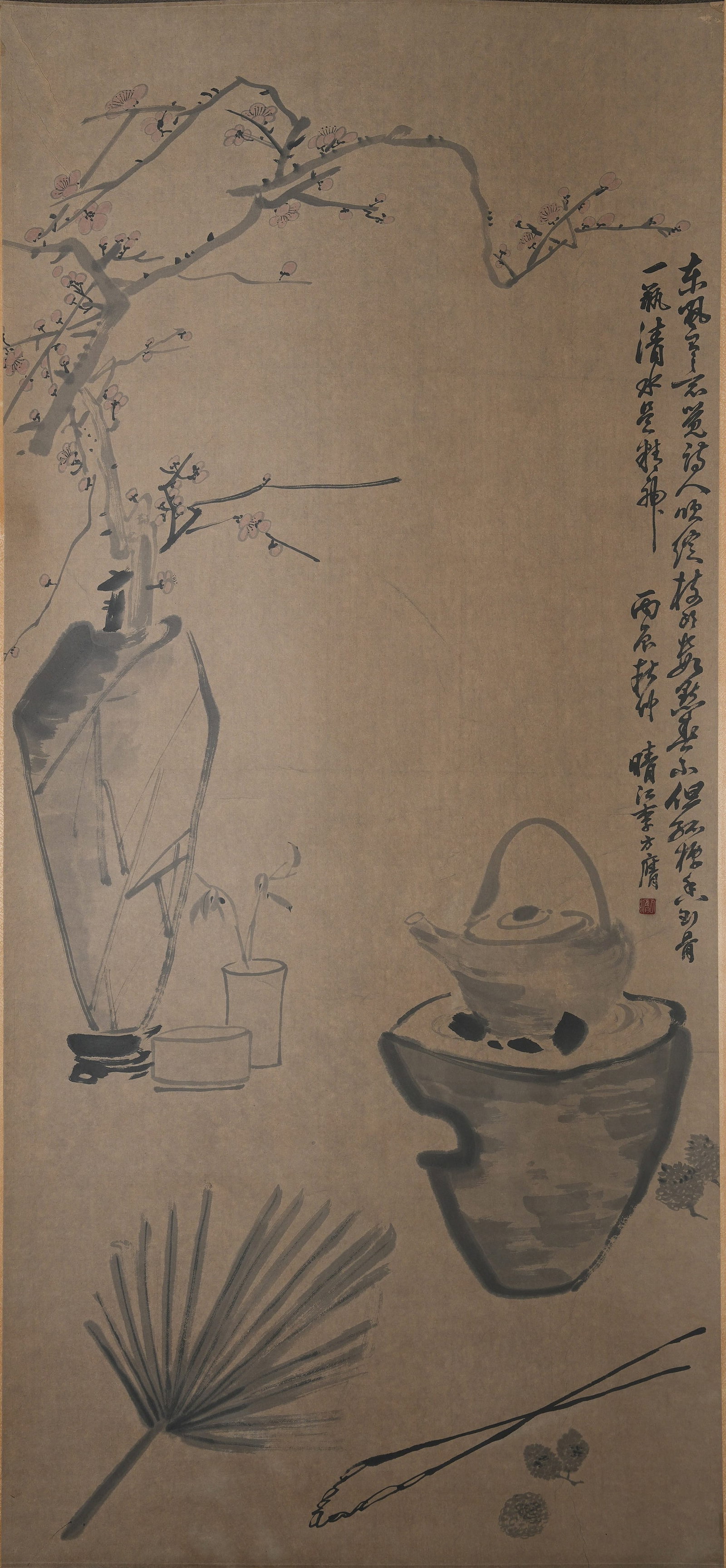 A PAINTING OF OFFERINGS FOR ELEGANT APPRECIATION ON PAPER BY LI FANGYING.李方膺: Painting of Offerings for Elegant Appreciation on Paper by Li Fangying.李方膺