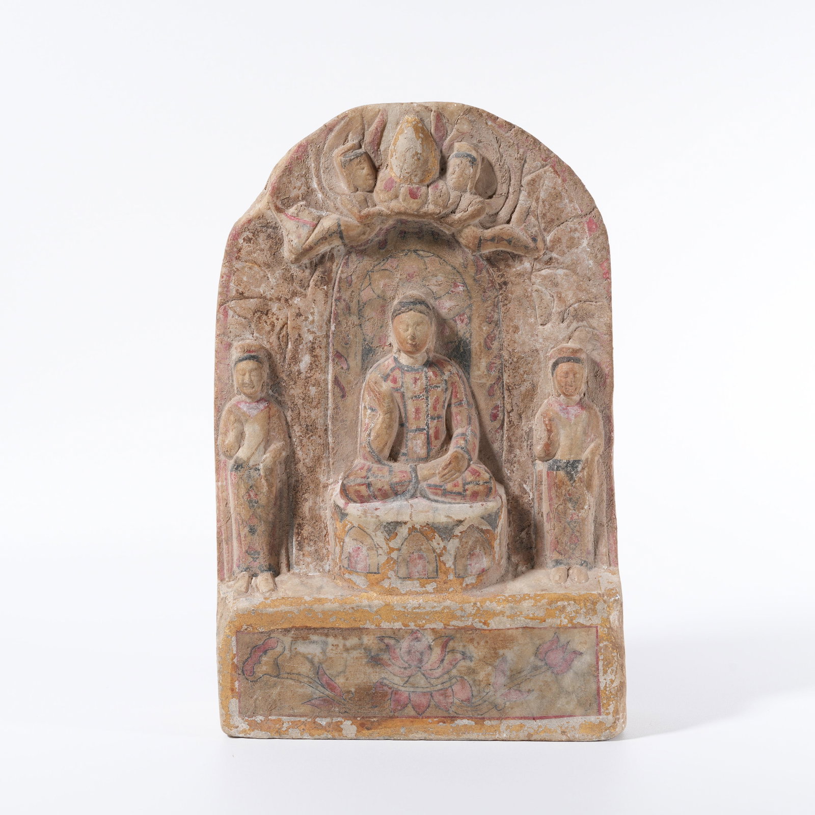 A PAINTED WHITE MARBLE BUDDHA STATUE (1 of 10)
