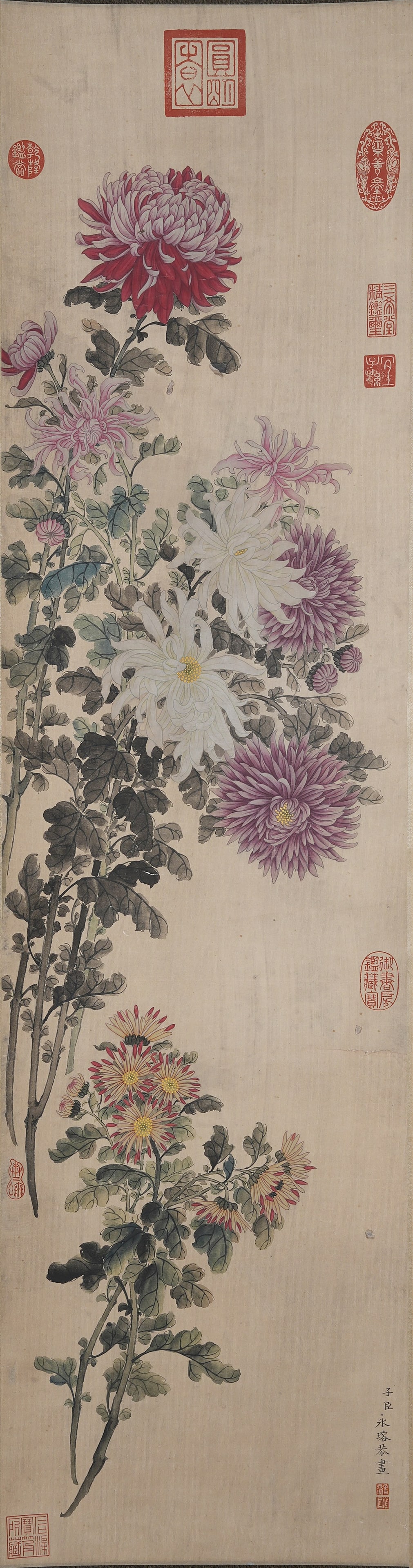 A PAINTING OF FLOWERS ON PAPER BY YONG RONG.永瑢: Painting of Flowers on Paper by Yong Rong.永瑢