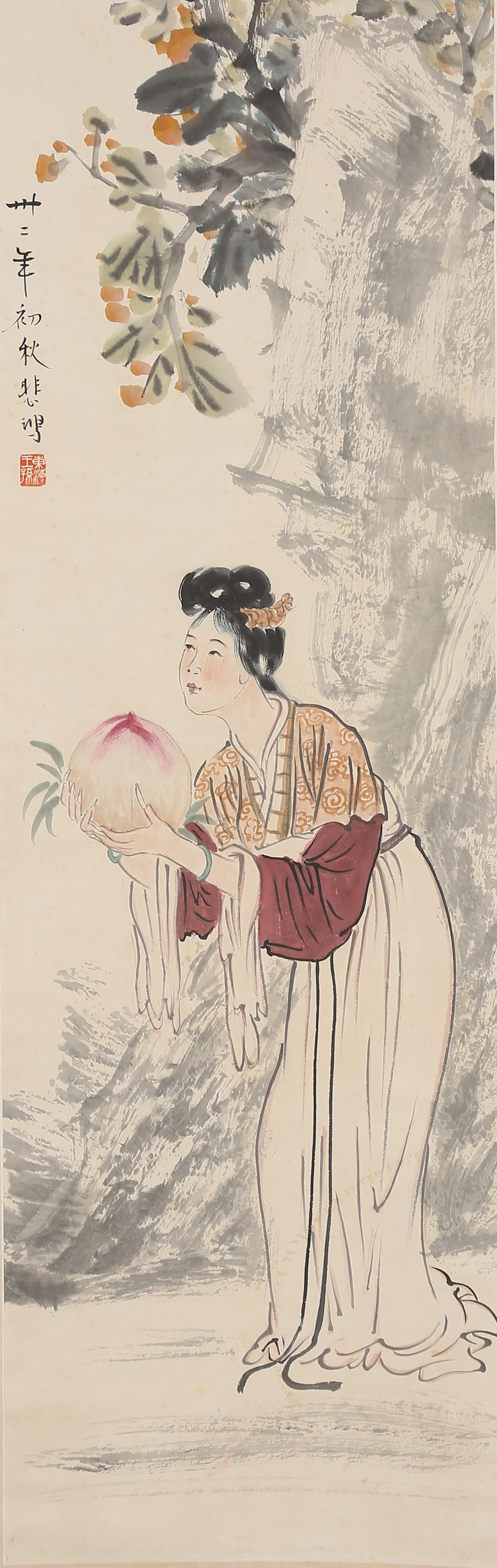 A PAINTING OF LADIES ON PAPER BY XU BEIHONG.徐悲鴻: Painting of Ladies on Paper by Xu Beihong.徐悲鴻