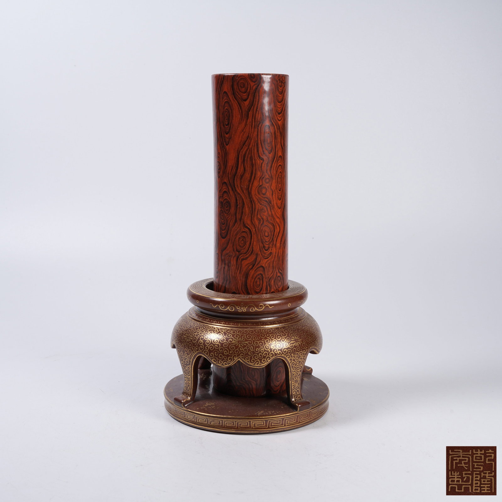 A WOOD-GRAIN GLAZE INCENSE HOLDER (1 of 9)