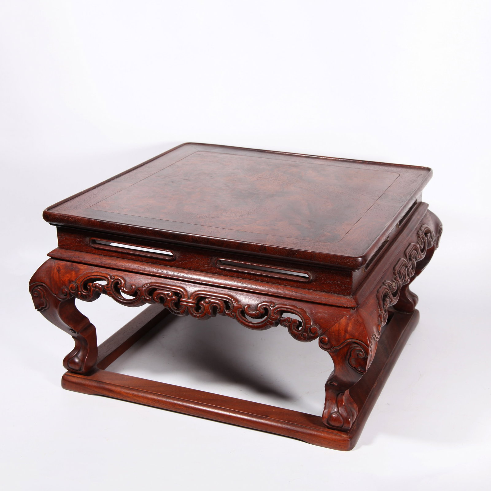 A HUANGHUALI WOOD FLOWER STAND INLAID WITH BURL WOOD (1 of 8)