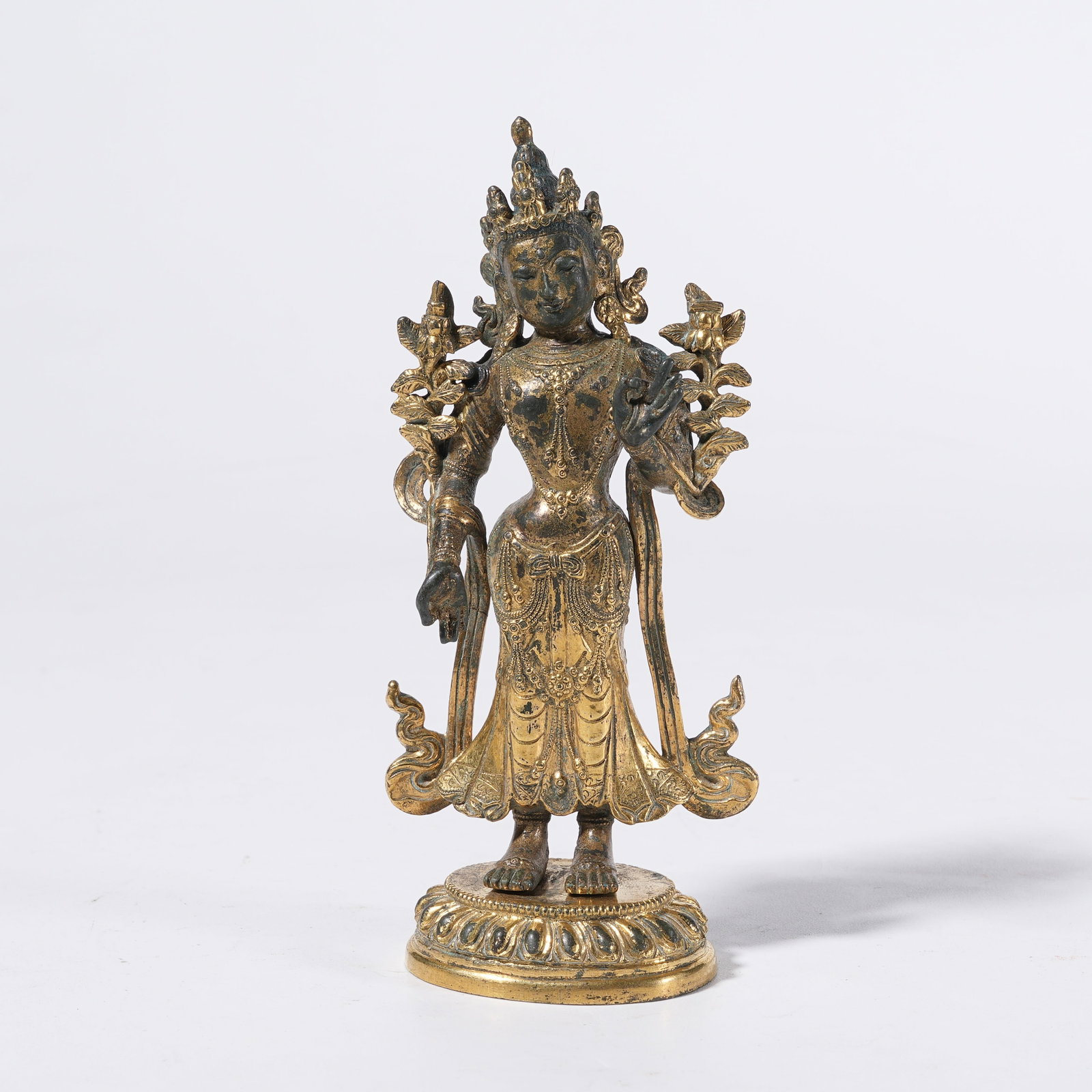 A GILT-BRONZE STANDING MAITREYA BODHISATTVA (1 of 9)