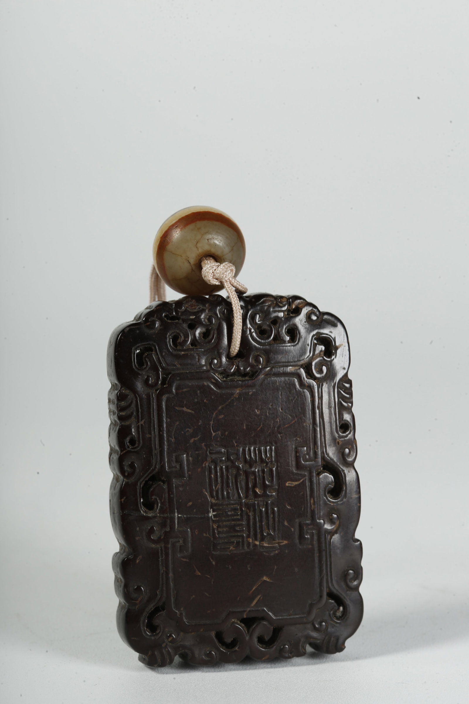A COCONUT-SHELL PLAQUE WITH IMMORTAL-CELEBRATING-LONGEVITY PATTERN - 6