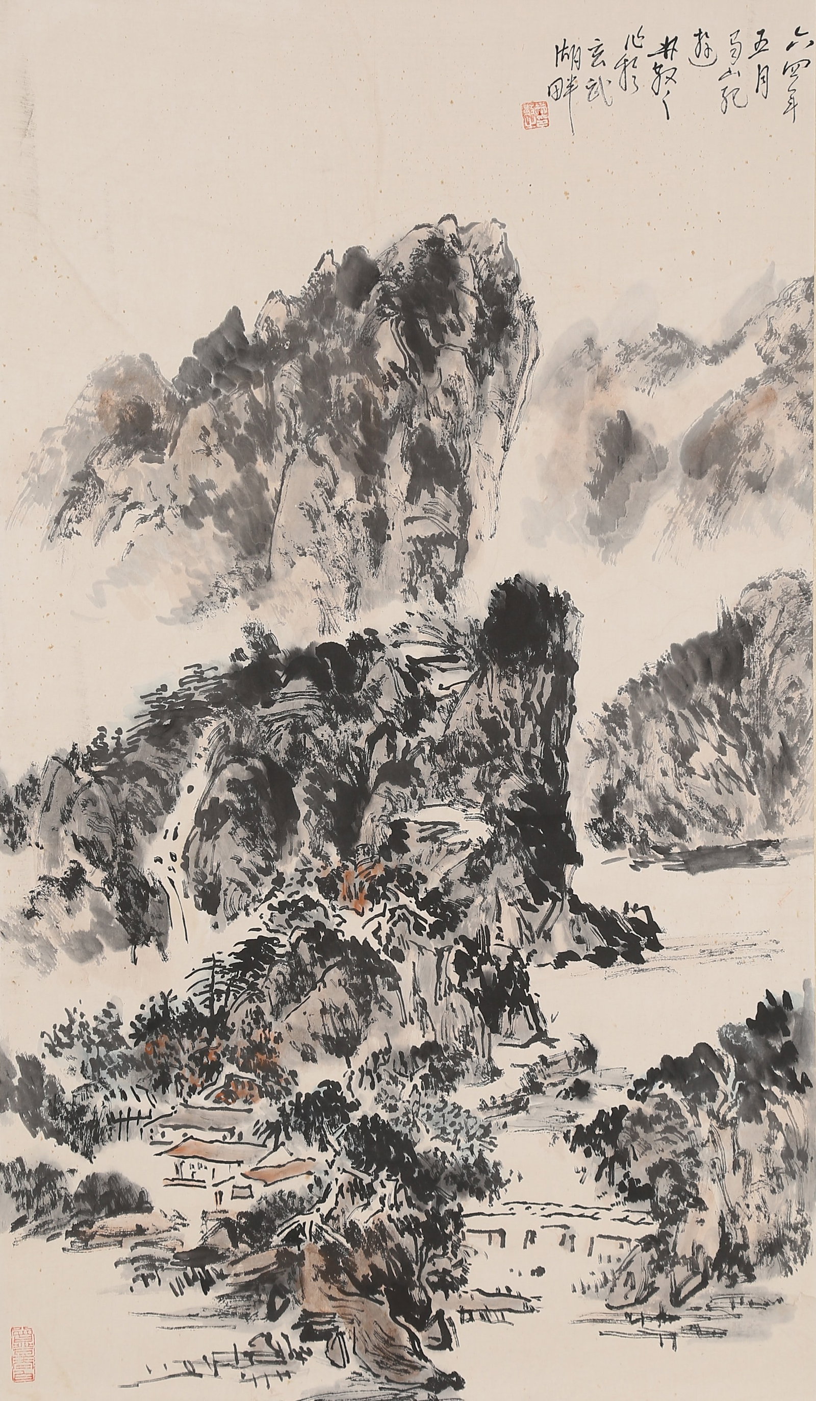 A LANDSCAPE PAINTING ON PAPER BY LIN SANZHI.林散之 (1 of 10)