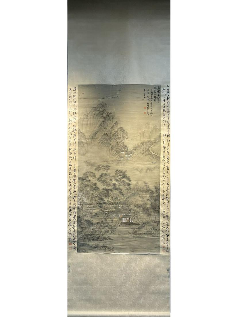 Wang Hui's "Landscape" hanging scroll: Size 62*126cm
