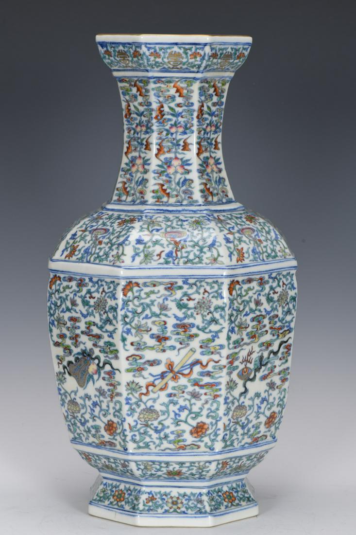 Blue and white pastel eight treasure vase (1 of 9)