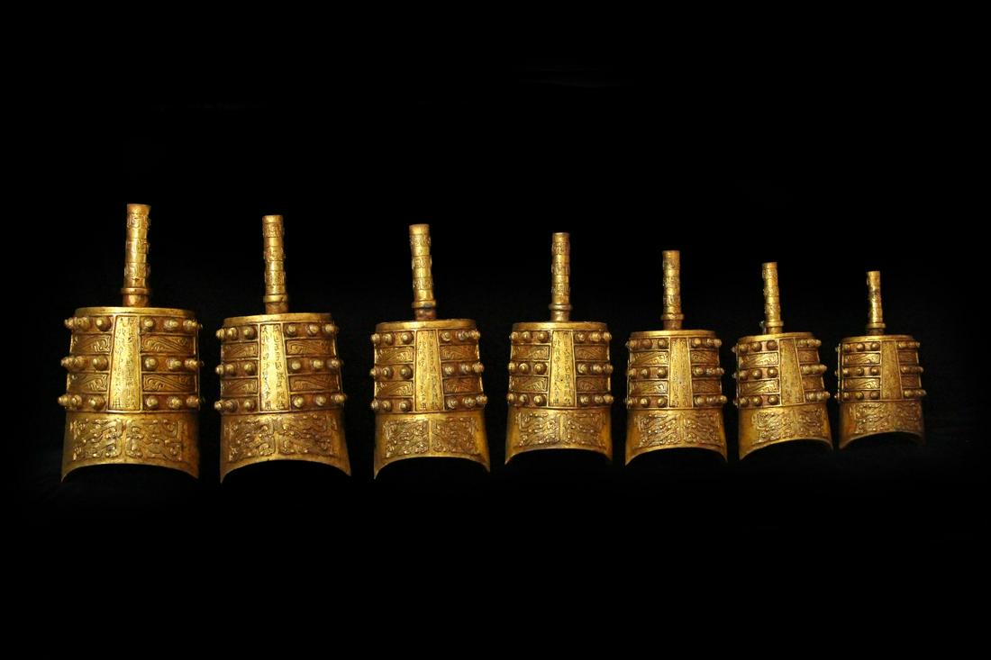 Set of Gilt Bronze Bells with Inscriptions (1 of 9)