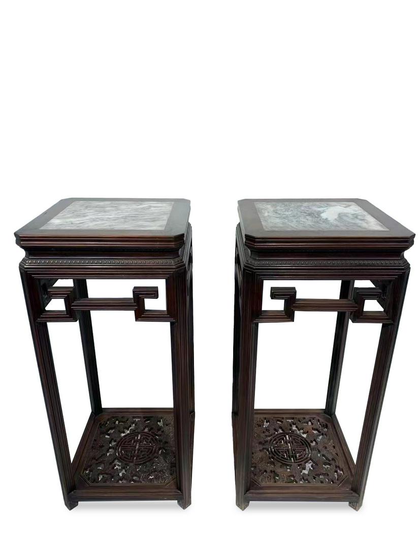 A pair of rosewood high flower table (1 of 8)