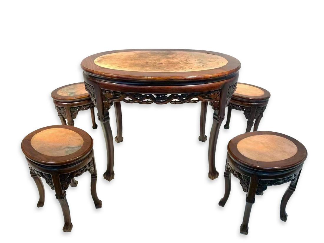 A set of mahogany round table in Qing Dynasty (1 of 9)