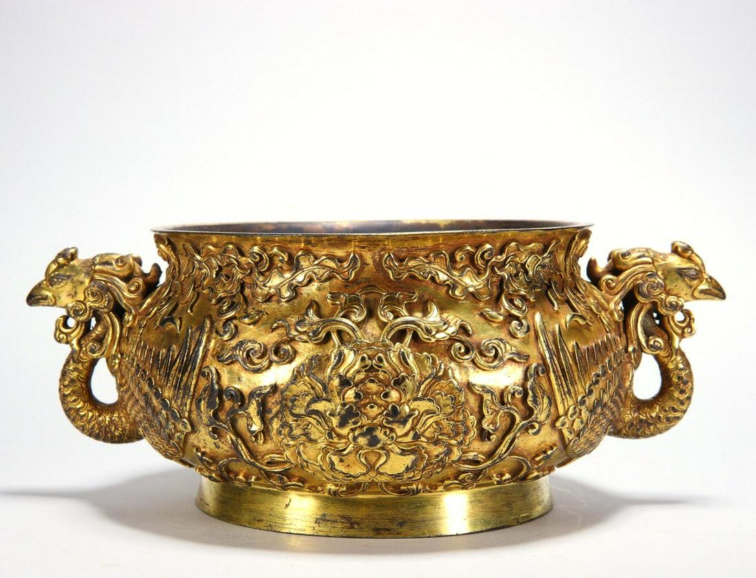 Copper gilded "phoenix pattern" censer (1 of 9)