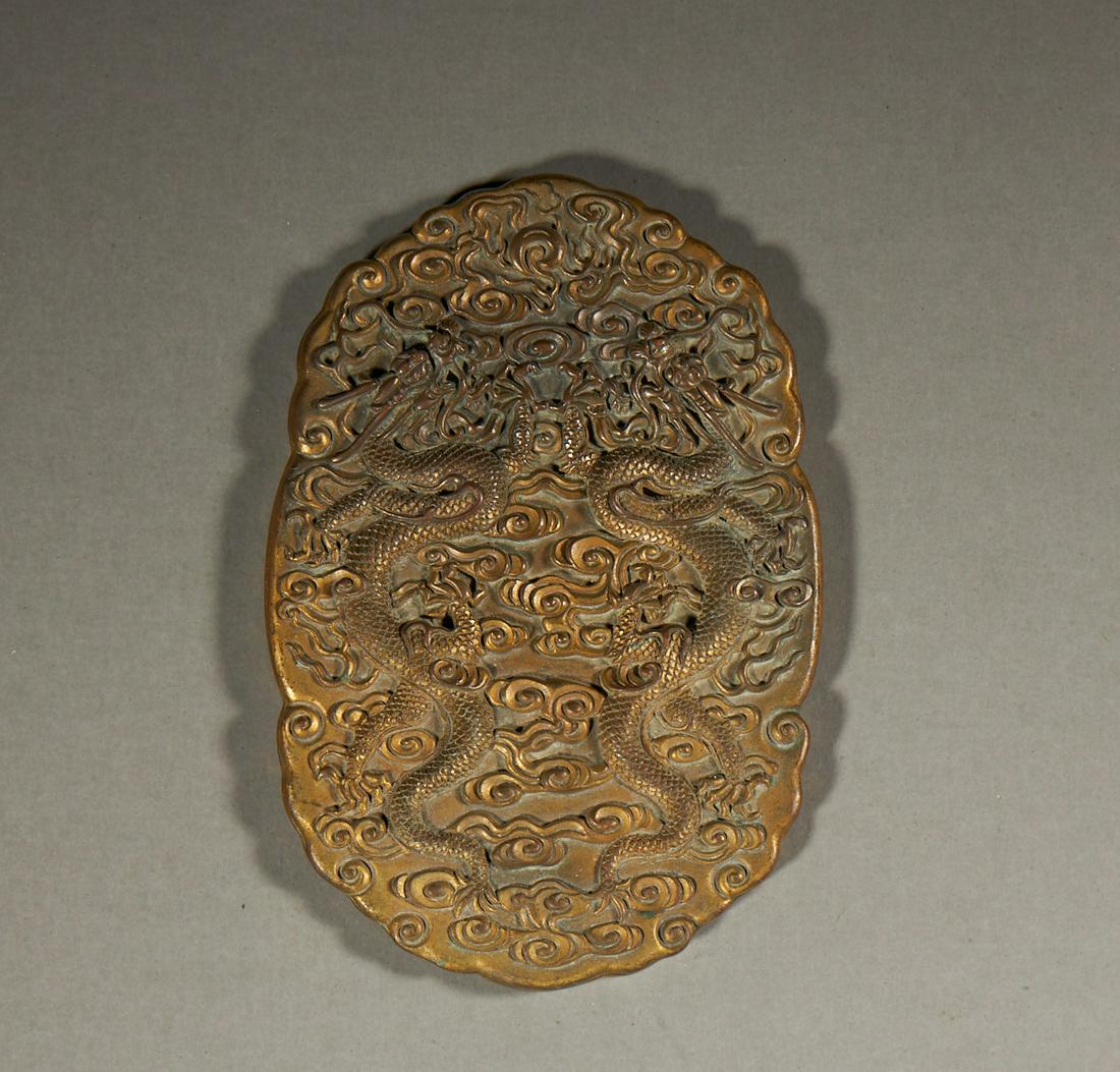 Gilt bronze double dragon"brand" (1 of 7)