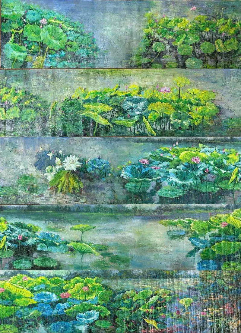 WU GUANZHONG ‘LOTUS’ OIL PAINTING (1 of 16)