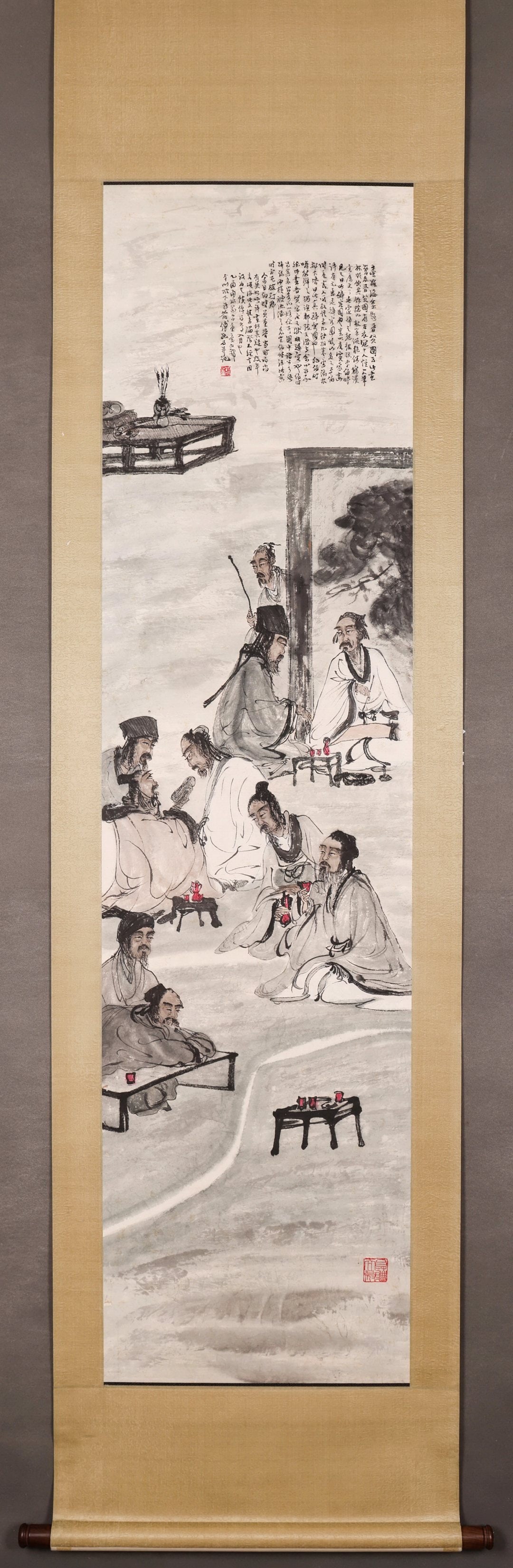 FU BAOSHI GATHERING OF GENTLEMEN: 181X47CM