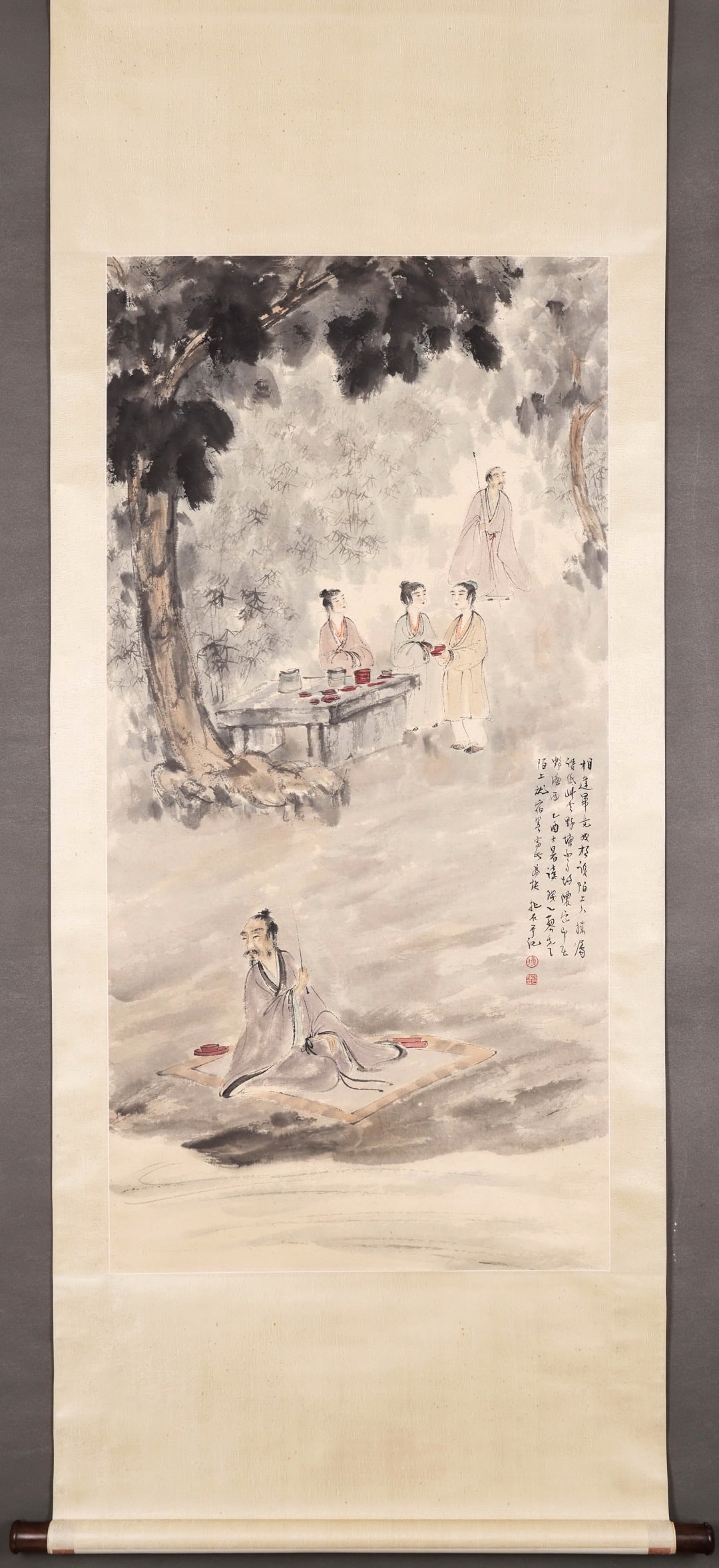 FU BAOSHI, BAMBOO FOREST, ELEGANT PAINTING: Center size 138x68CM