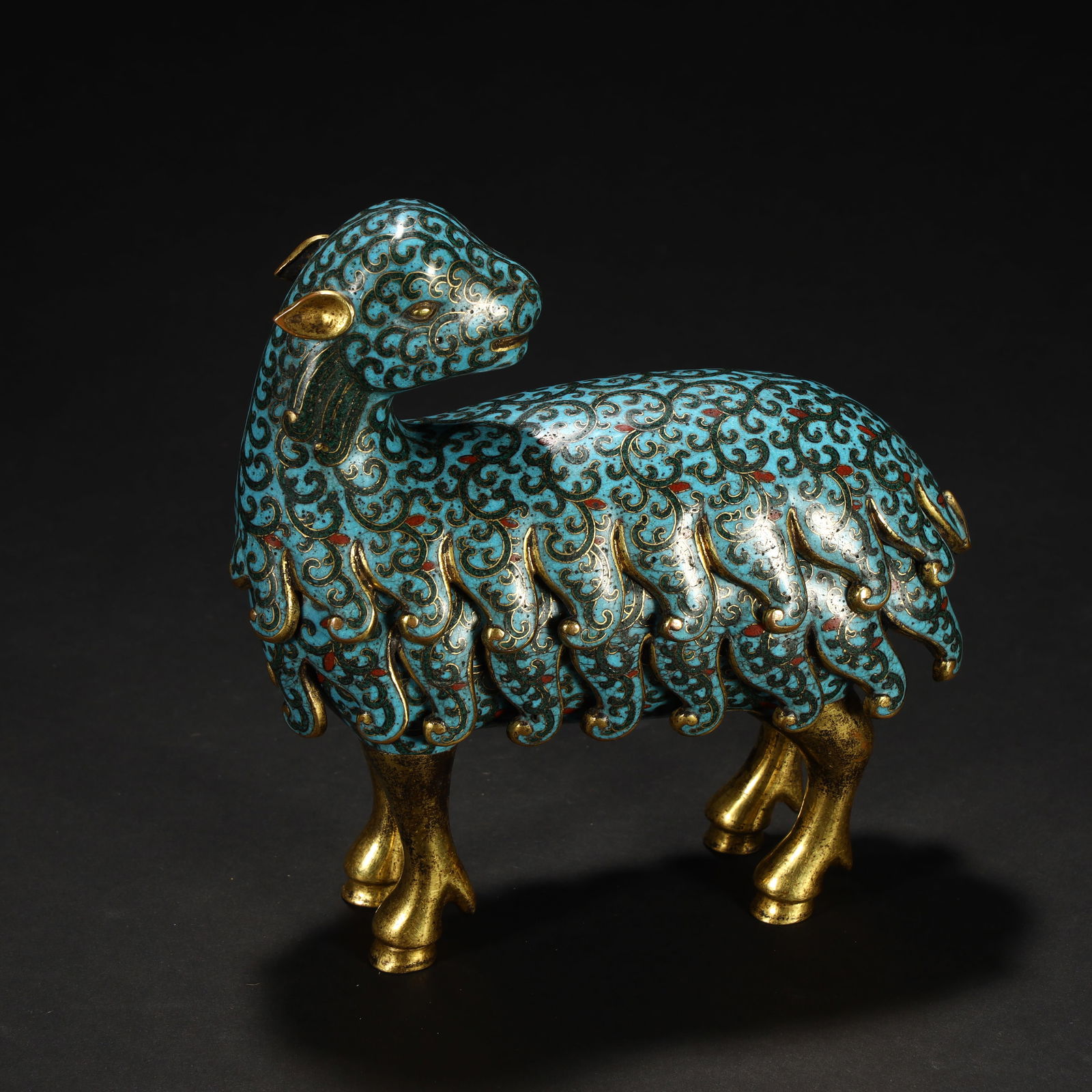 JINGTAI BLUE SHEEP ORNAMENT: HEIGHT 16CM, WIDTH 15CM
