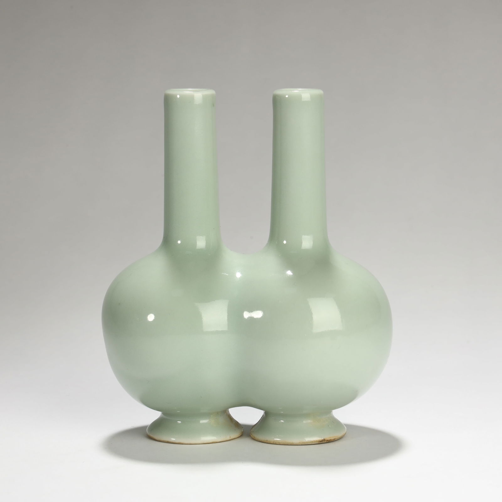 QING YONGZHENG PINK BLUE GLAZED DOUBLE VASE (1 of 7)