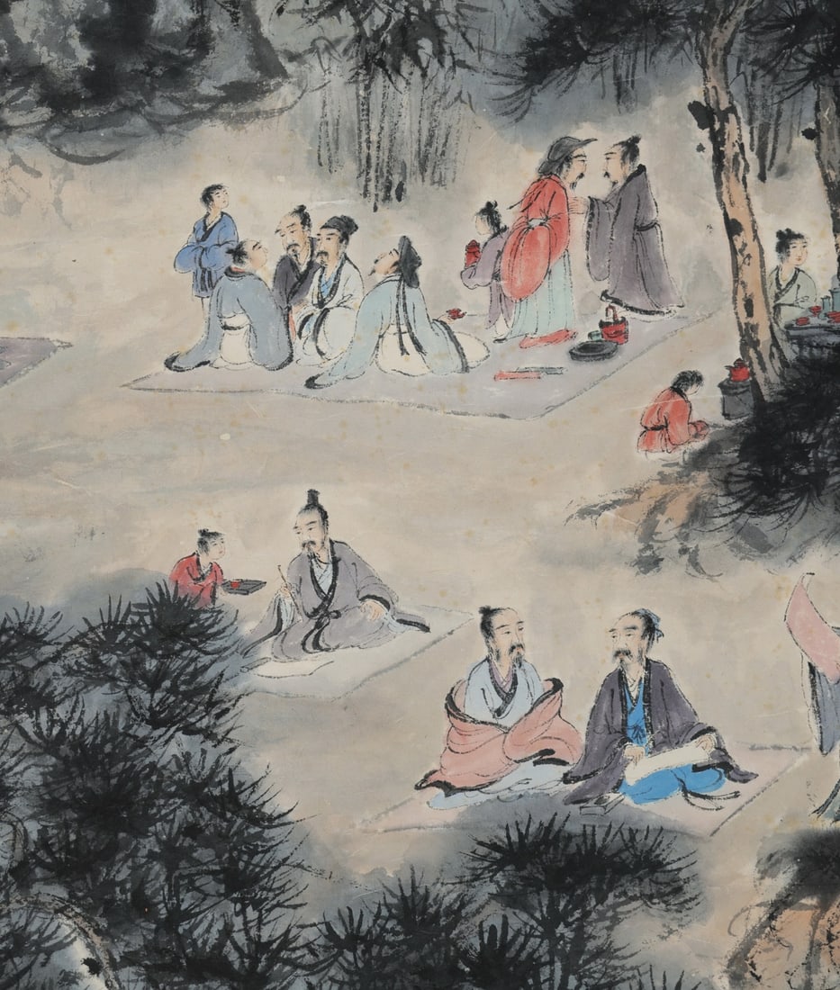 FU BAOSHI'S WEST GARDEN ELEGANT GATHERING: Artwork dimensions 179x92 cm