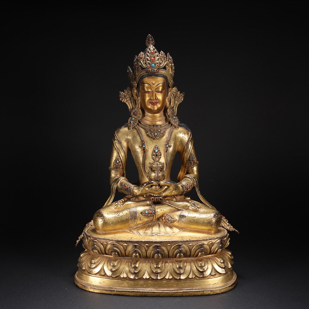 GILT BRONZE AMITAYUS BUDDHA STATUE (1 of 9)
