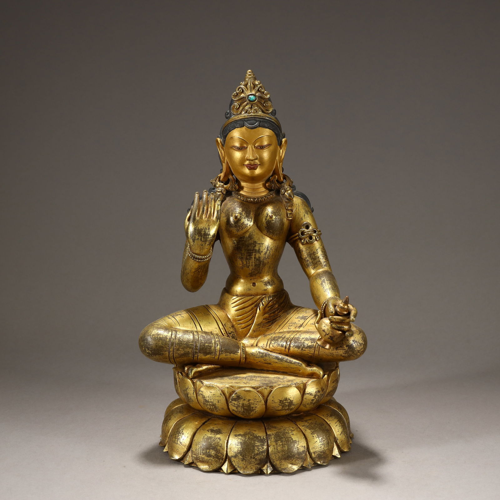 GILT BRONZE GUANYIN STATUE (1 of 9)