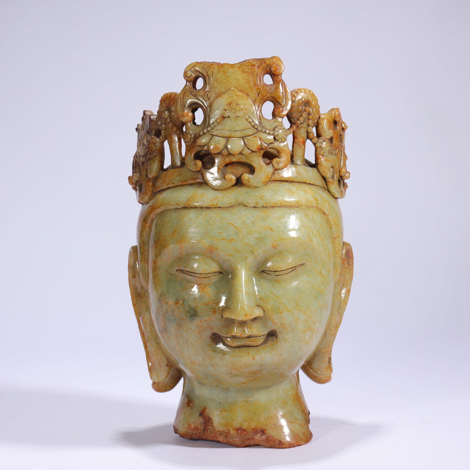 HETIAN JADE BUDDHA HEAD: Height 11cm, Width 6.5cm