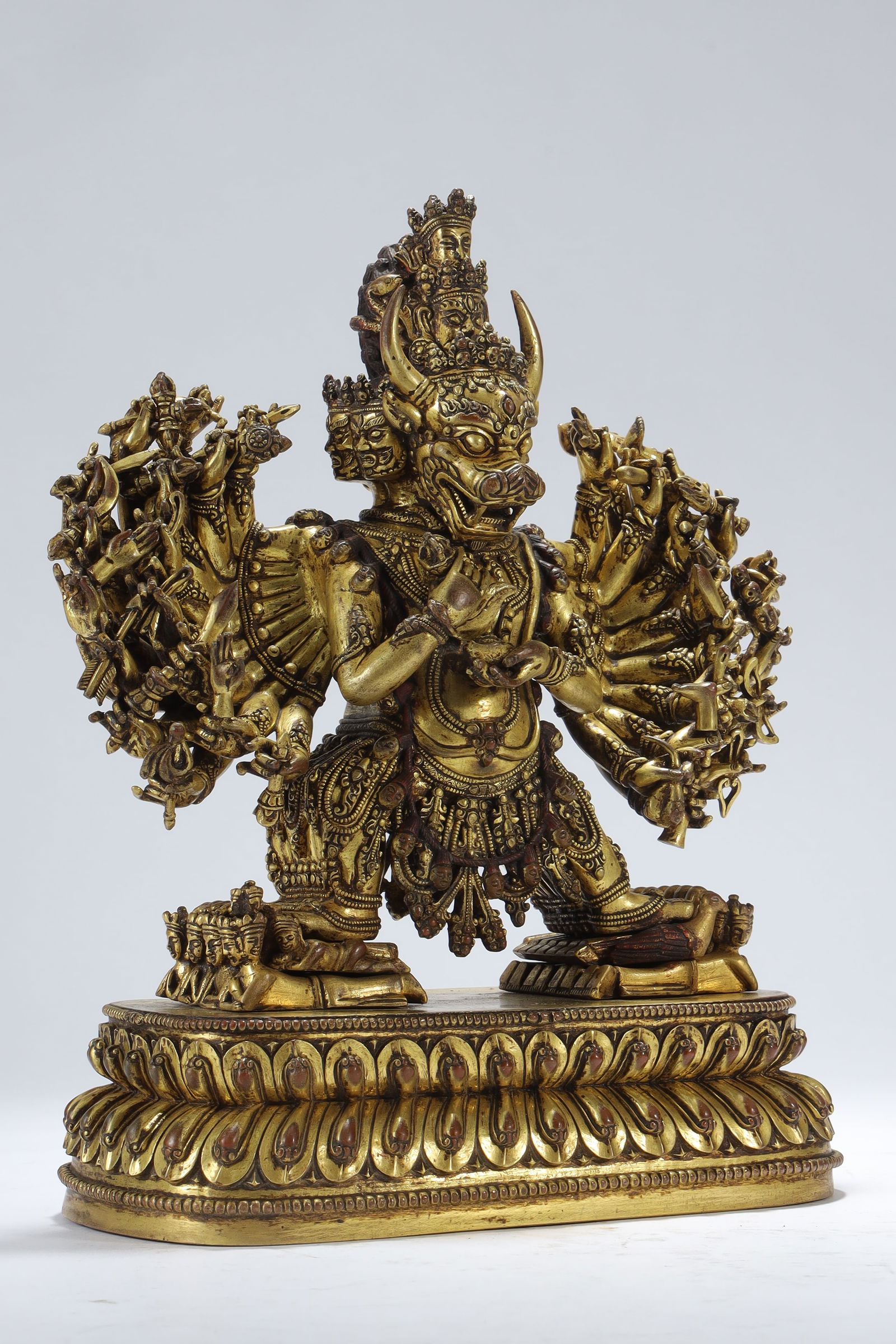 GILT BRONZE VAJRABHAIRAVA STATUE: Height 24.5cm Width 13cm