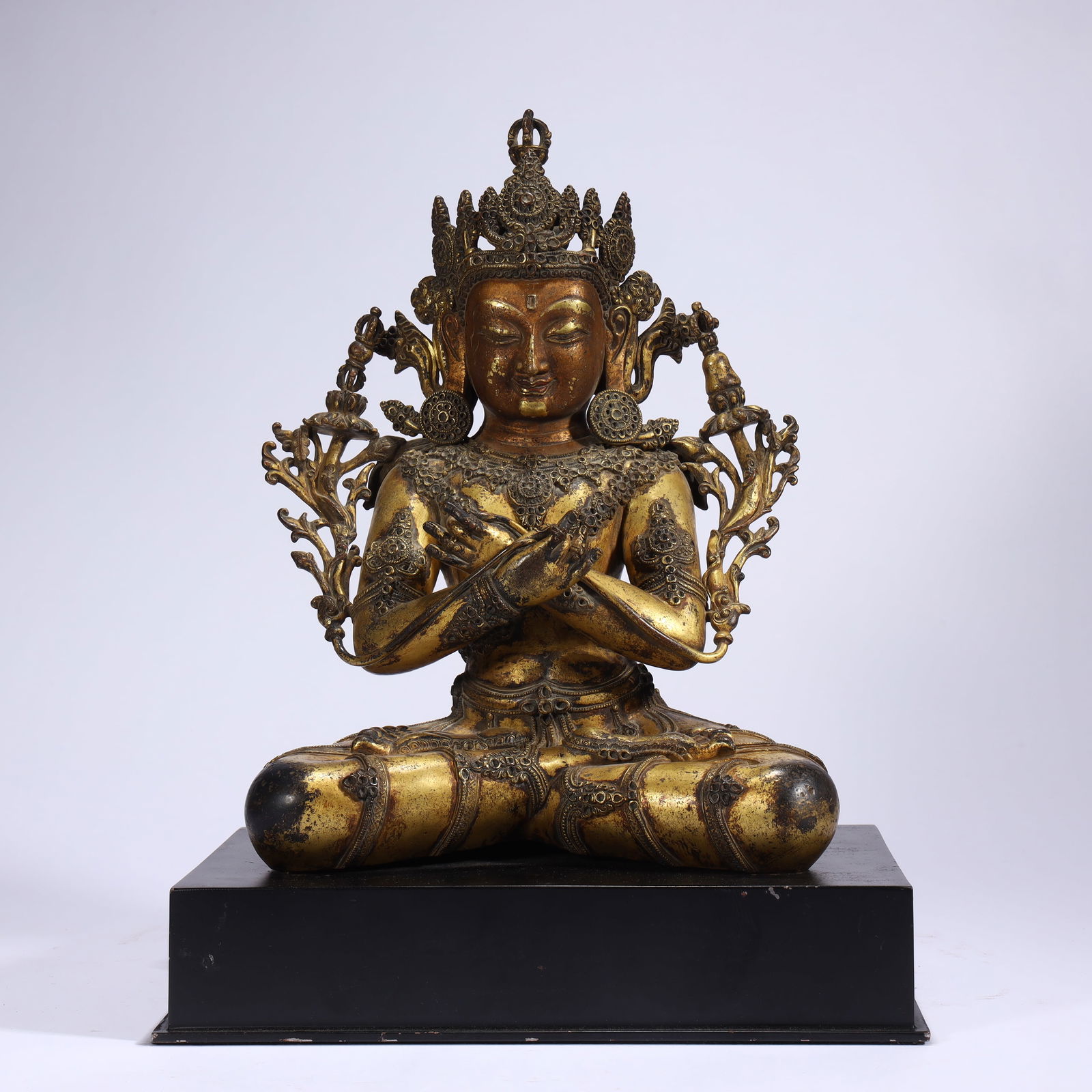 GILT BRONZE VAJRASATTVA STATUE: Height 38cm