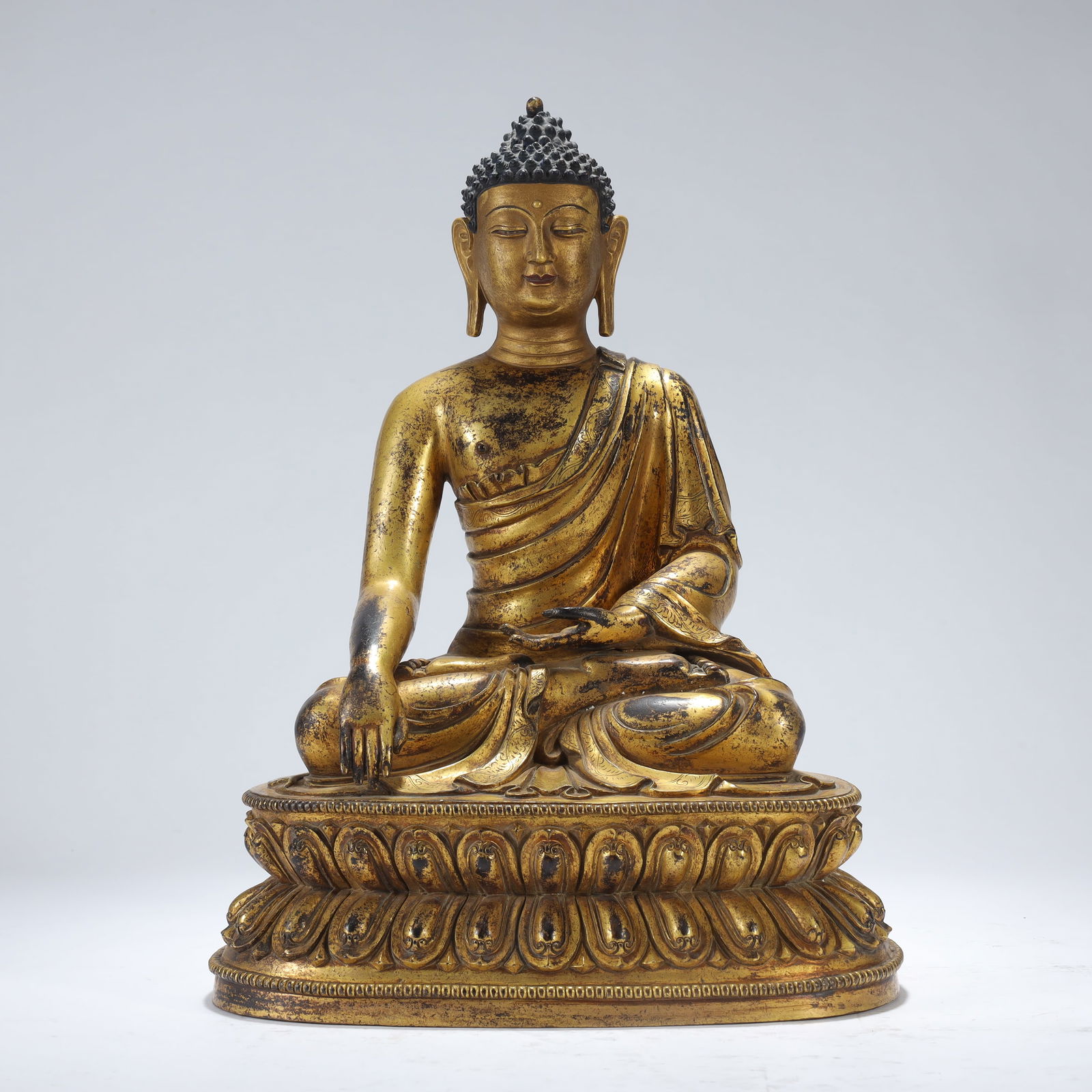 GILT BRONZE SHAKYAMUNI BUDDHA STATUE (1 of 9)