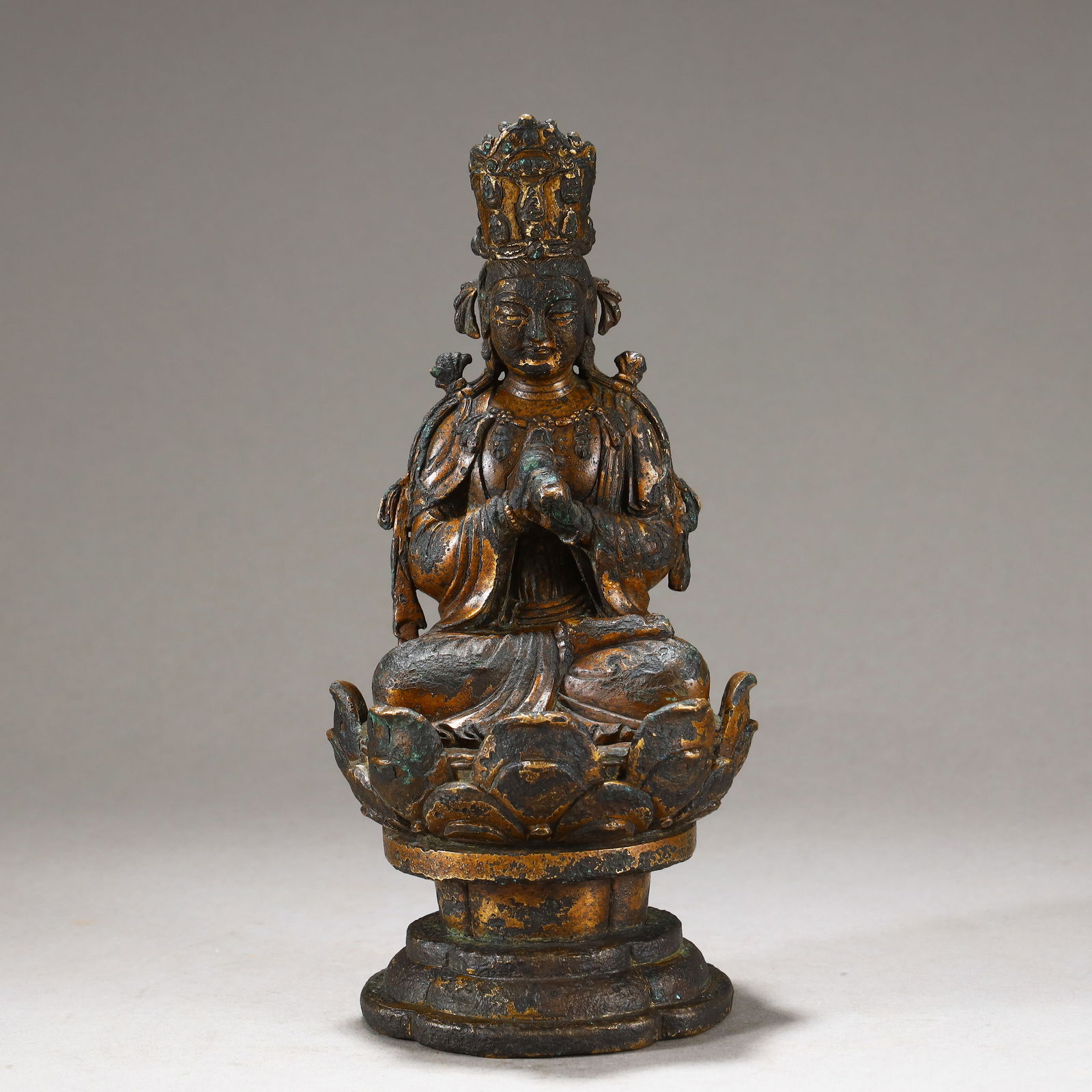 LIAO DYNASTY BRONZE GUANYIN STATUE: Height 22.5 cm