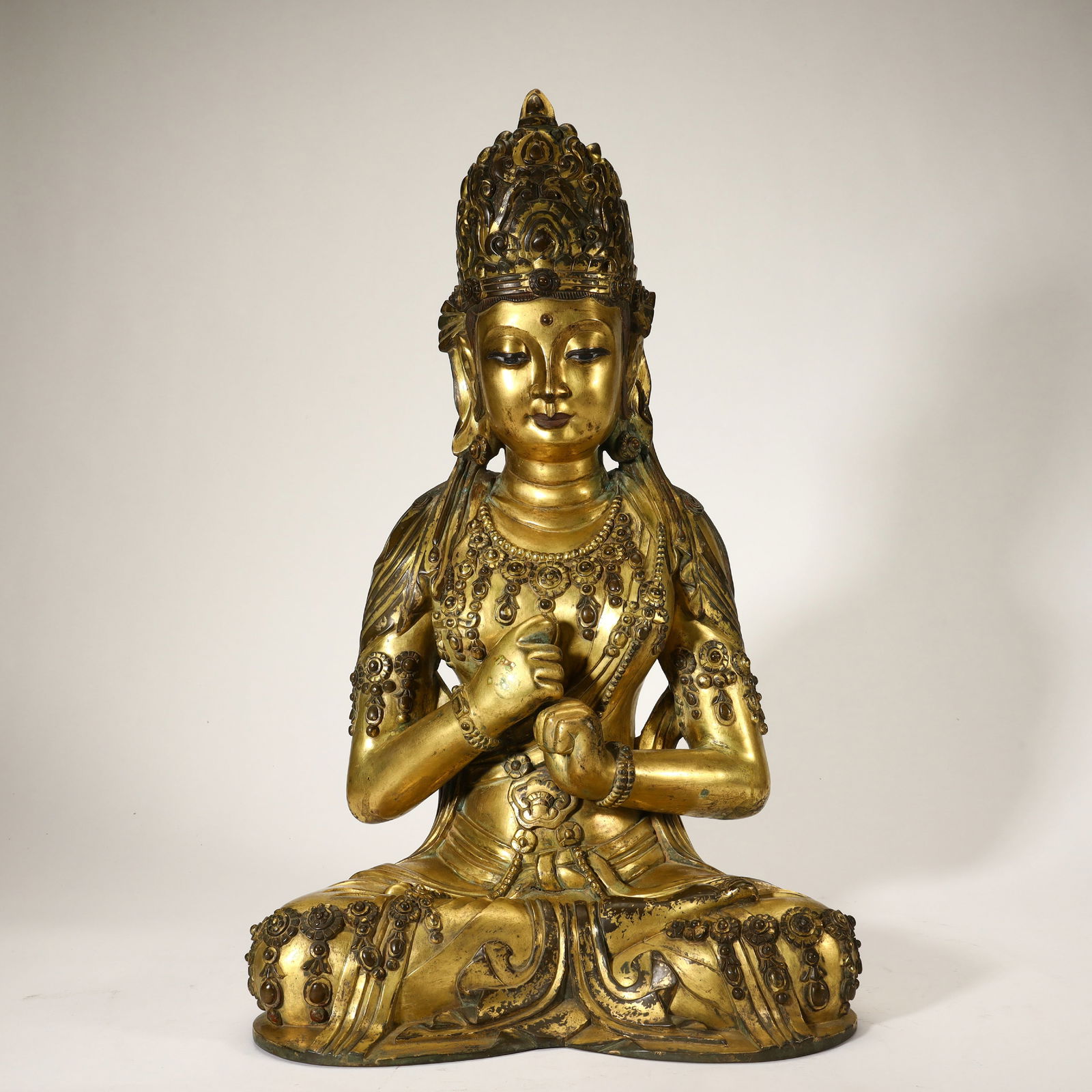 BODHISATTVA BRONZE STATUE: Height 48 cm, width 29 cm